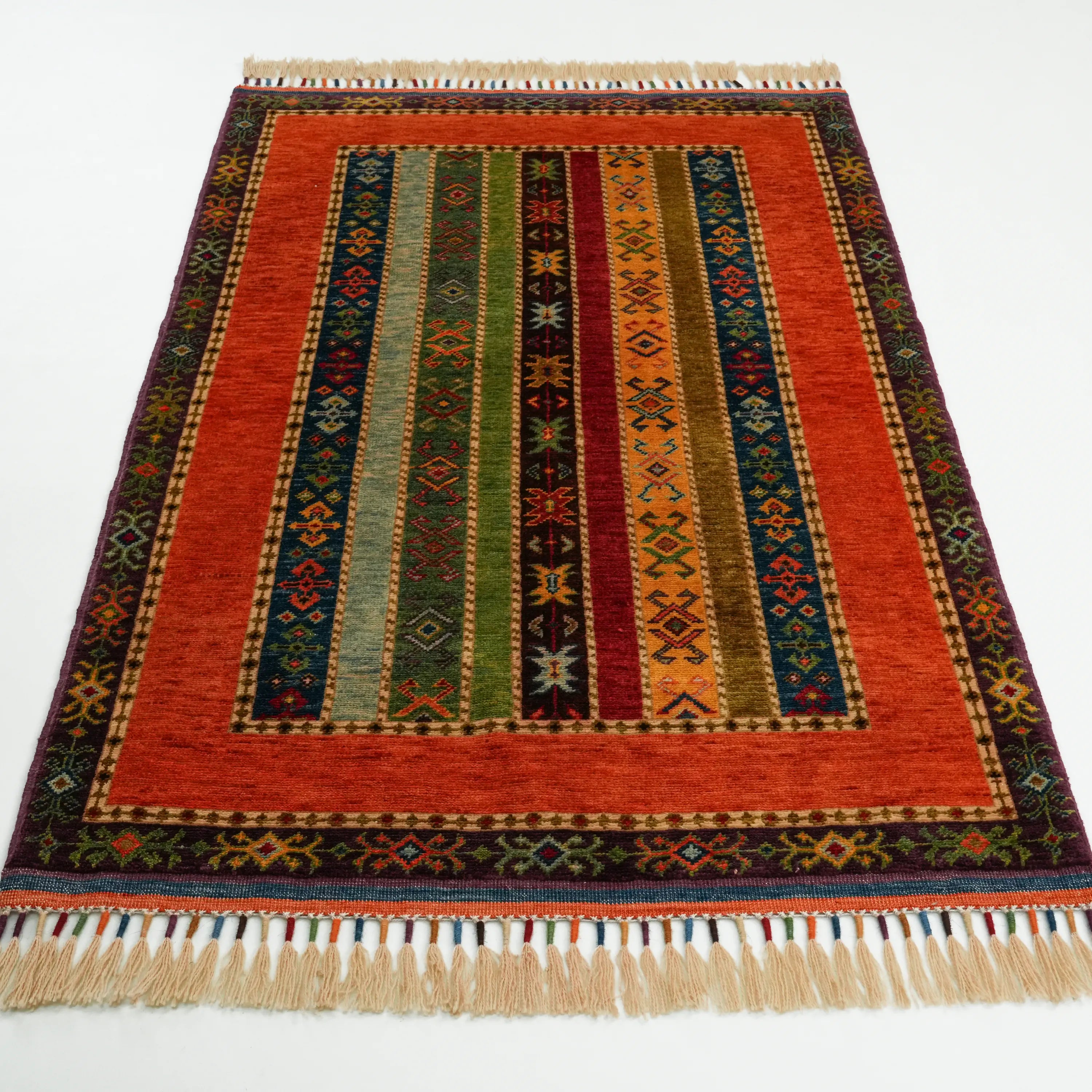 Anadolu Şal Series Handwoven Sivas Zara Patterned Colorful Wool Rug