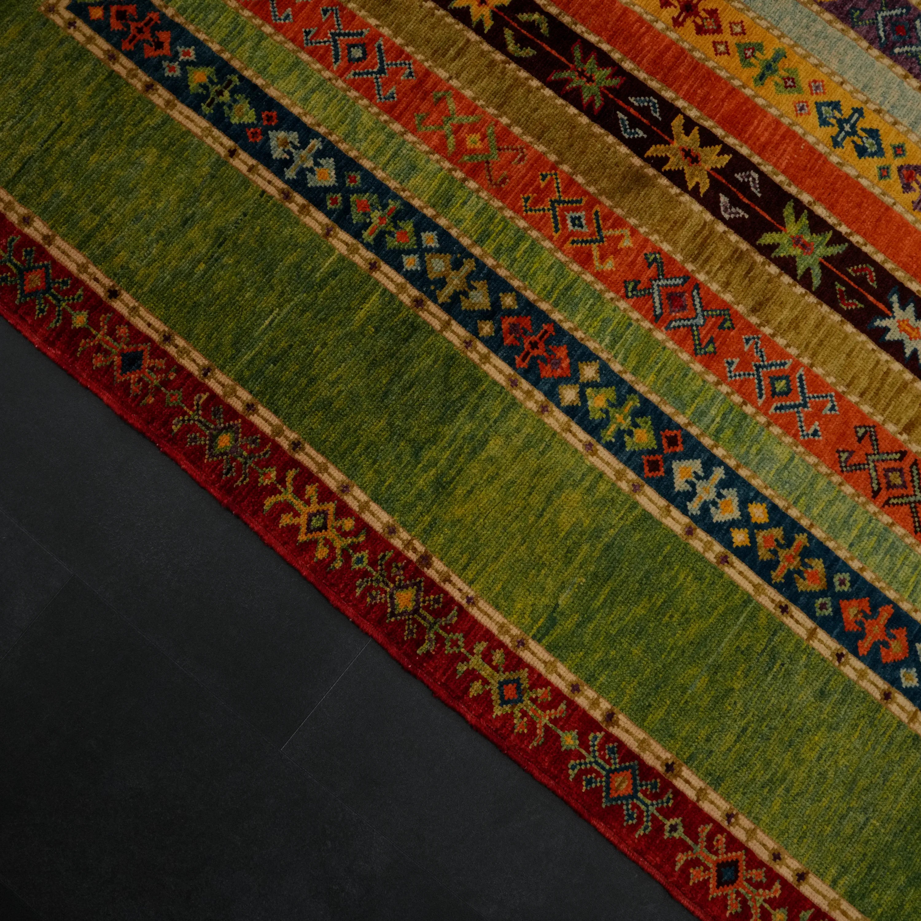 Anatolian Shawl Series Handwoven Sivas Zara Patterned Colorful Wool Rug