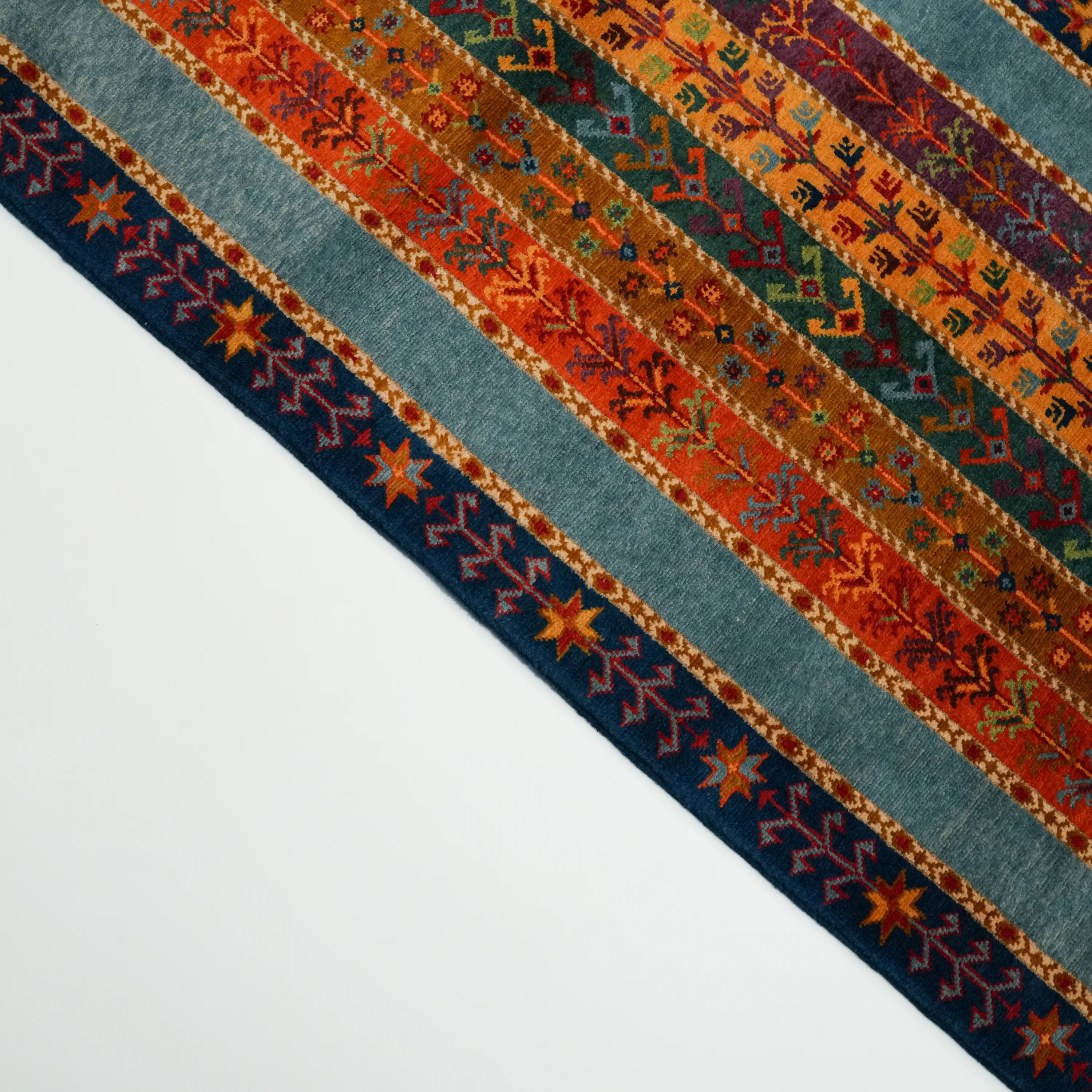 Anadolu Şal Series Handwoven Sivas Zara Patterned Wool Colorful Rug