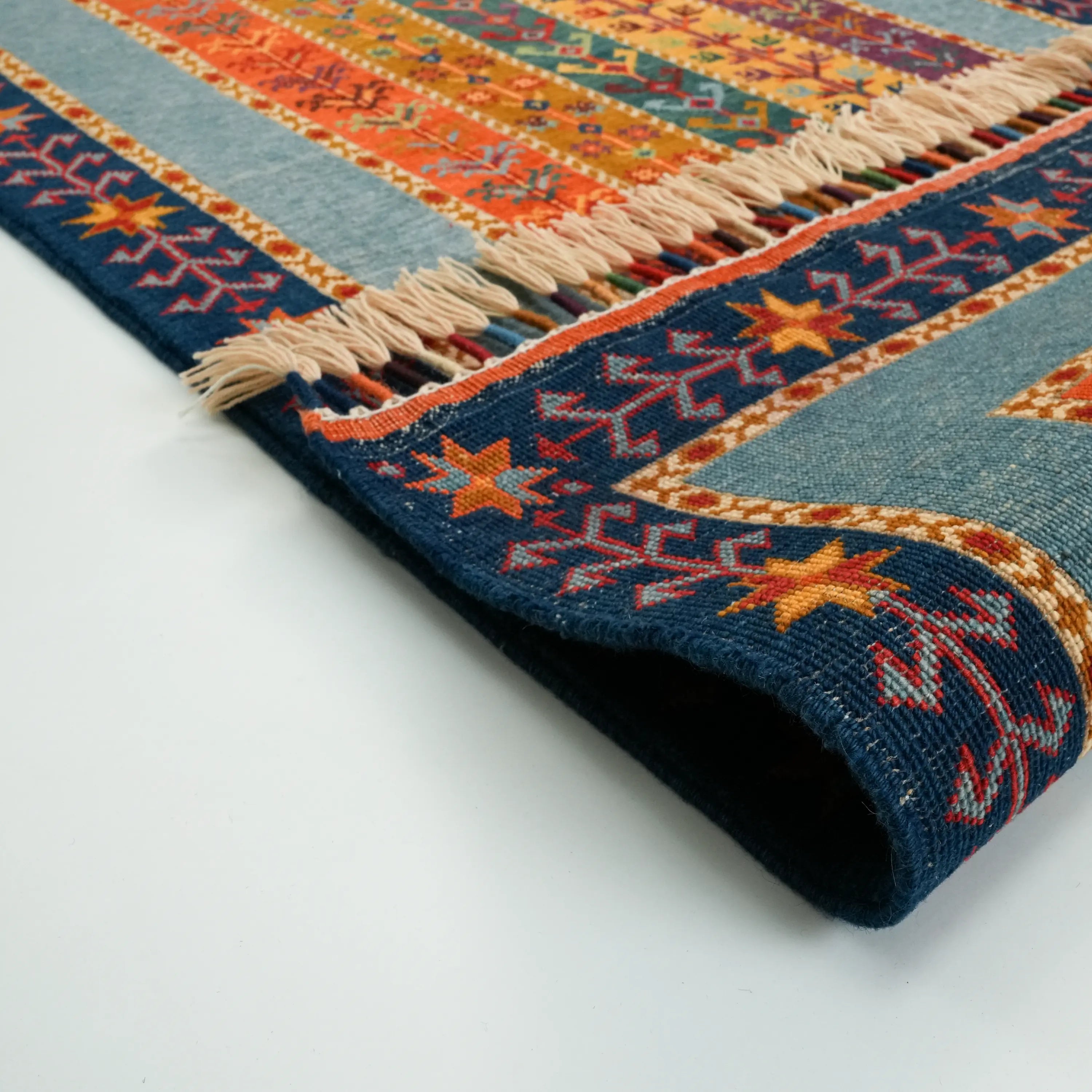 Anadolu Şal Series Handwoven Sivas Zara Patterned Wool Colorful Rug