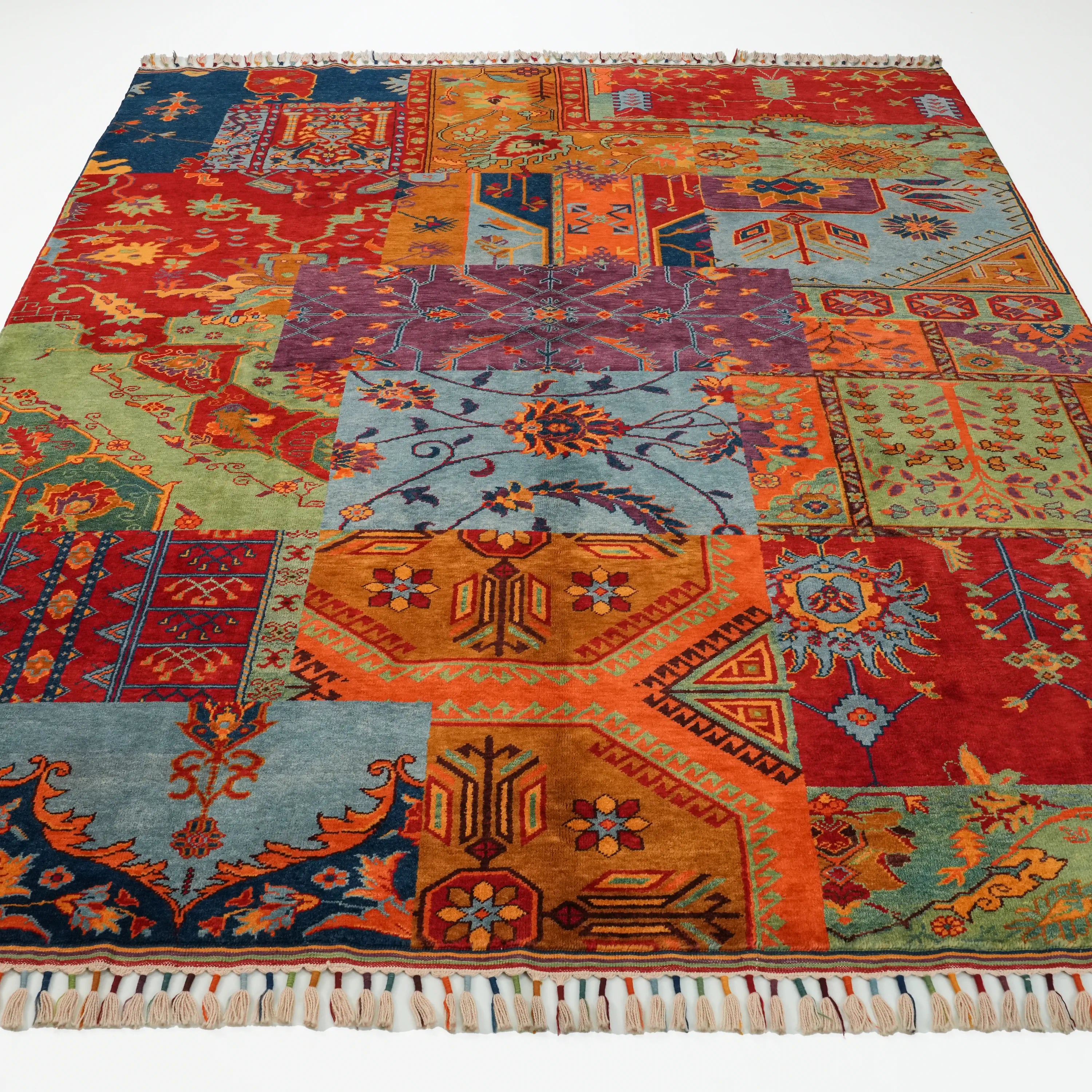 Anadolu Şal Series Handwoven Wool Patchwork Pattern Rug
