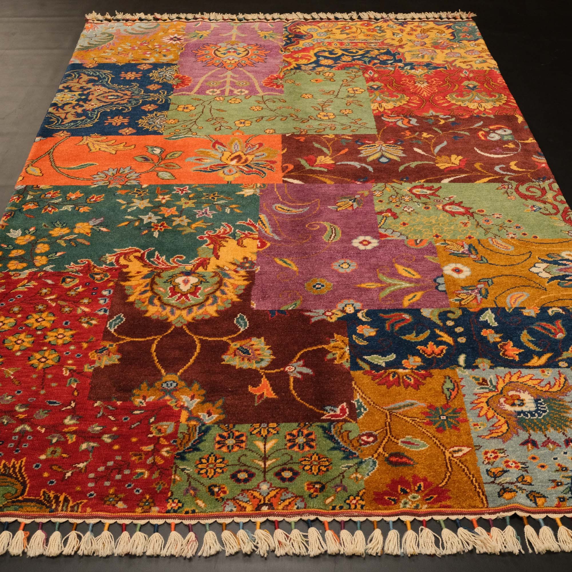 Anadolu Şal Serisi Patchwork Desenli El Dokuma Yün Halı