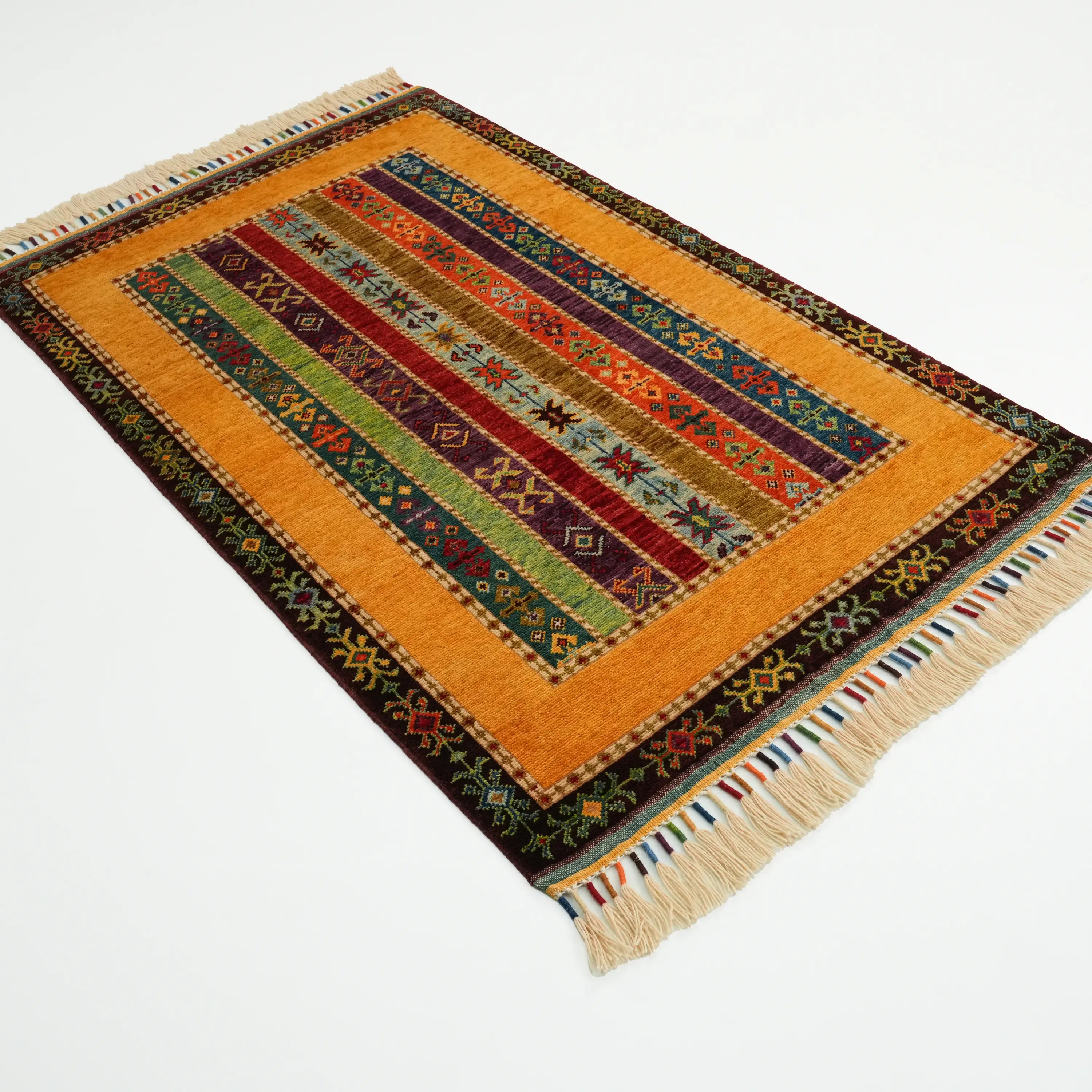 Anadolu Şal Series Colorful Handwoven Sivas Zara Patterned Wool Rug