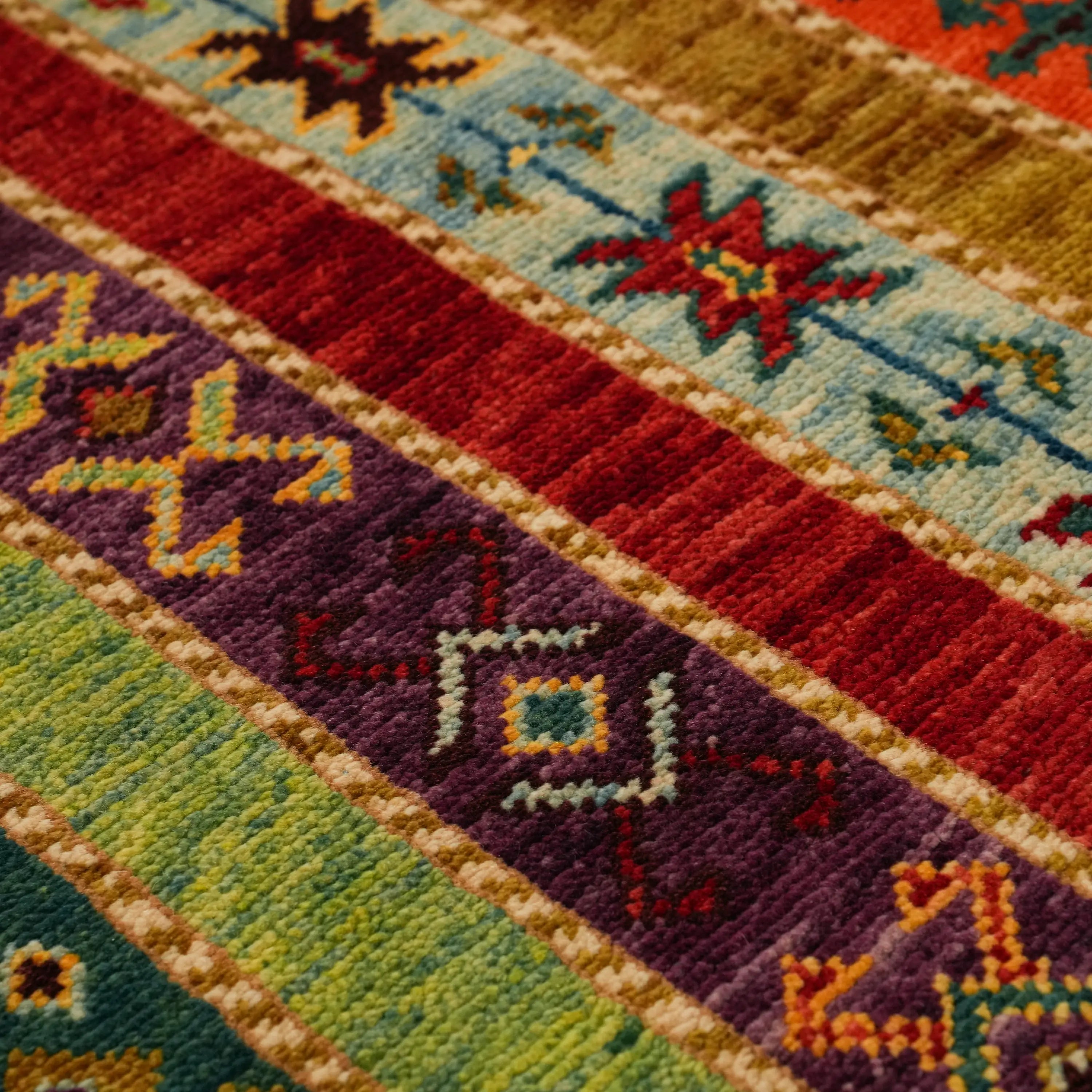 Anadolu Şal Series Colorful Handwoven Sivas Zara Patterned Wool Rug