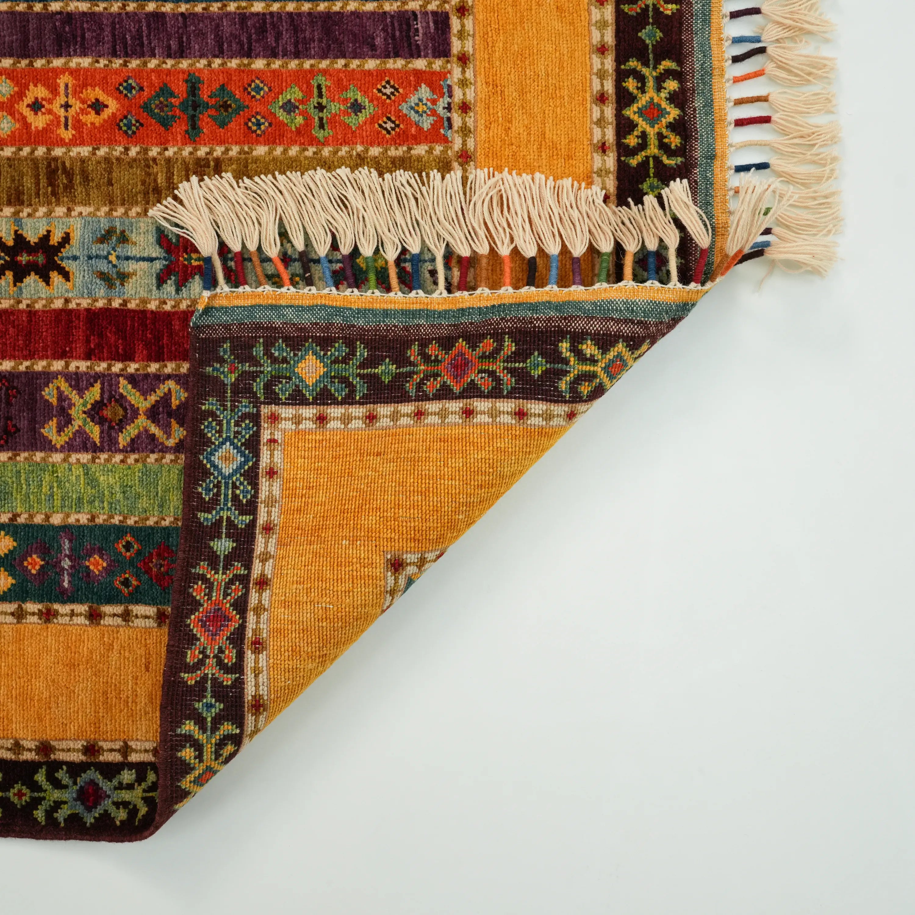 Anadolu Şal Series Colorful Handwoven Sivas Zara Patterned Wool Rug