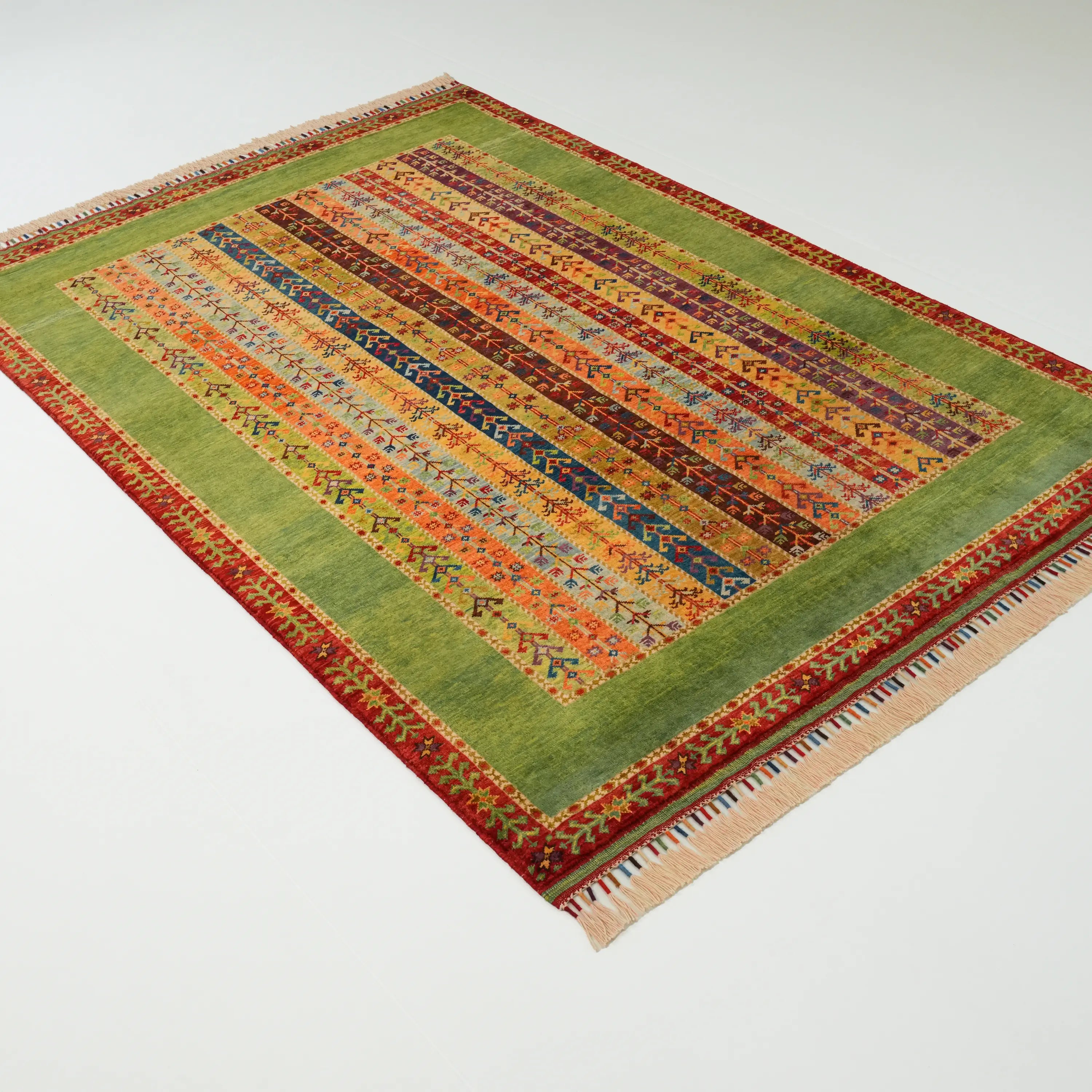 Anadolu Şal Series Sivas Zara Patterned Handwoven Wool Colorful Rug