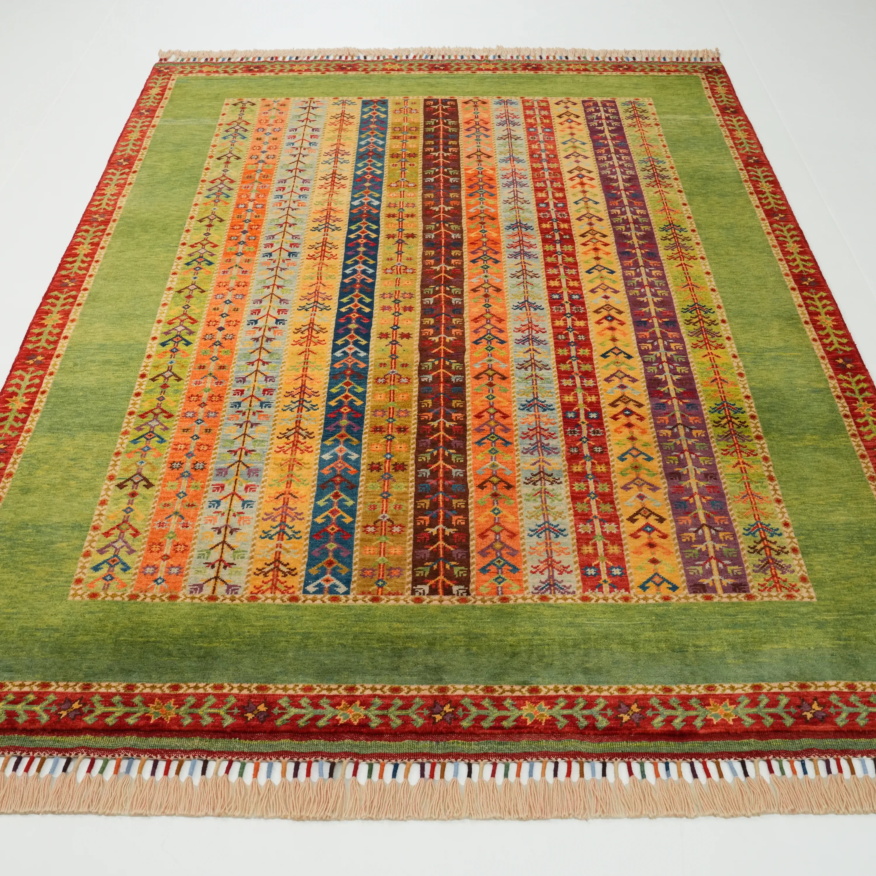 Anadolu Şal Series Sivas Zara Patterned Handwoven Wool Colorful Rug