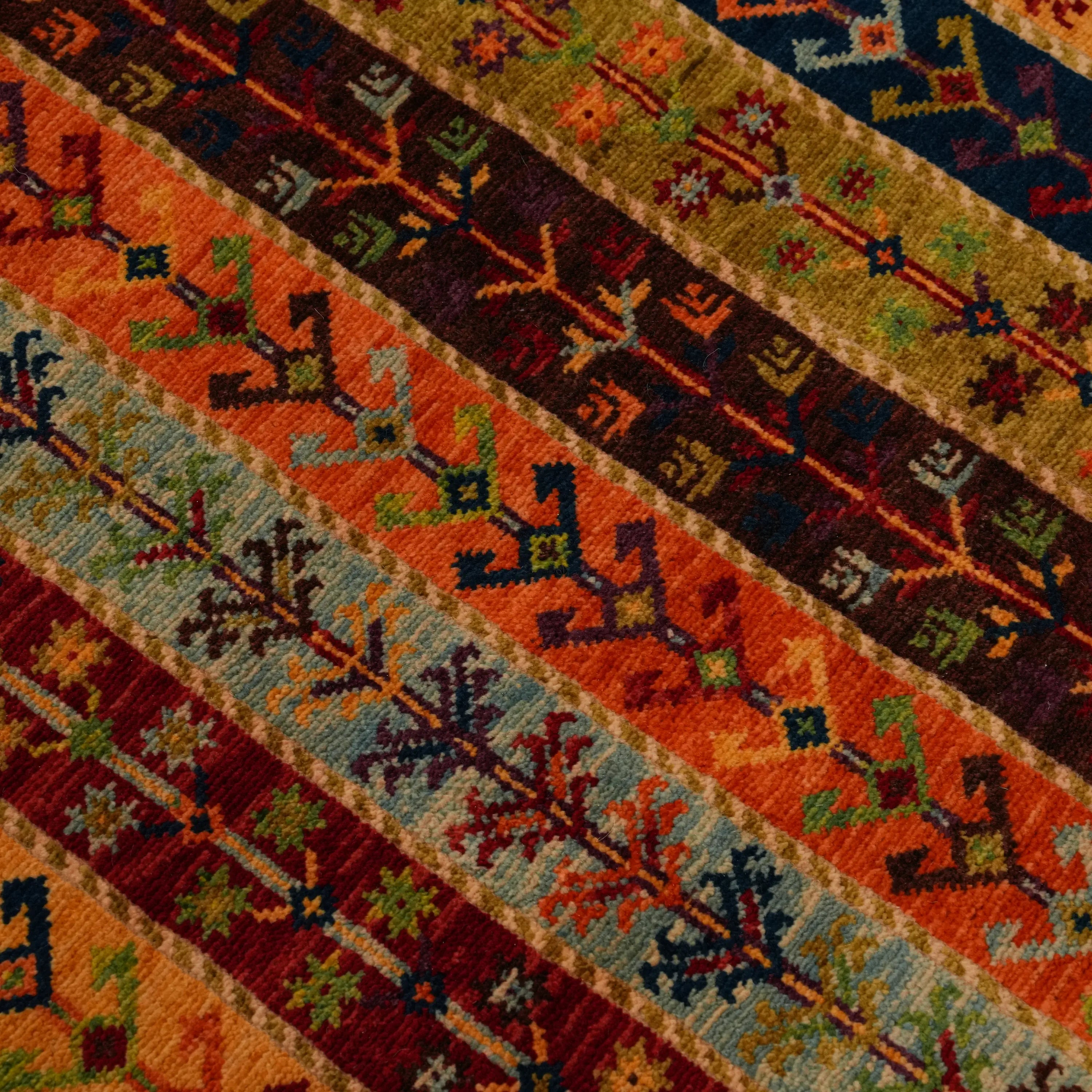 Anadolu Şal Series Sivas Zara Patterned Handwoven Wool Colorful Rug