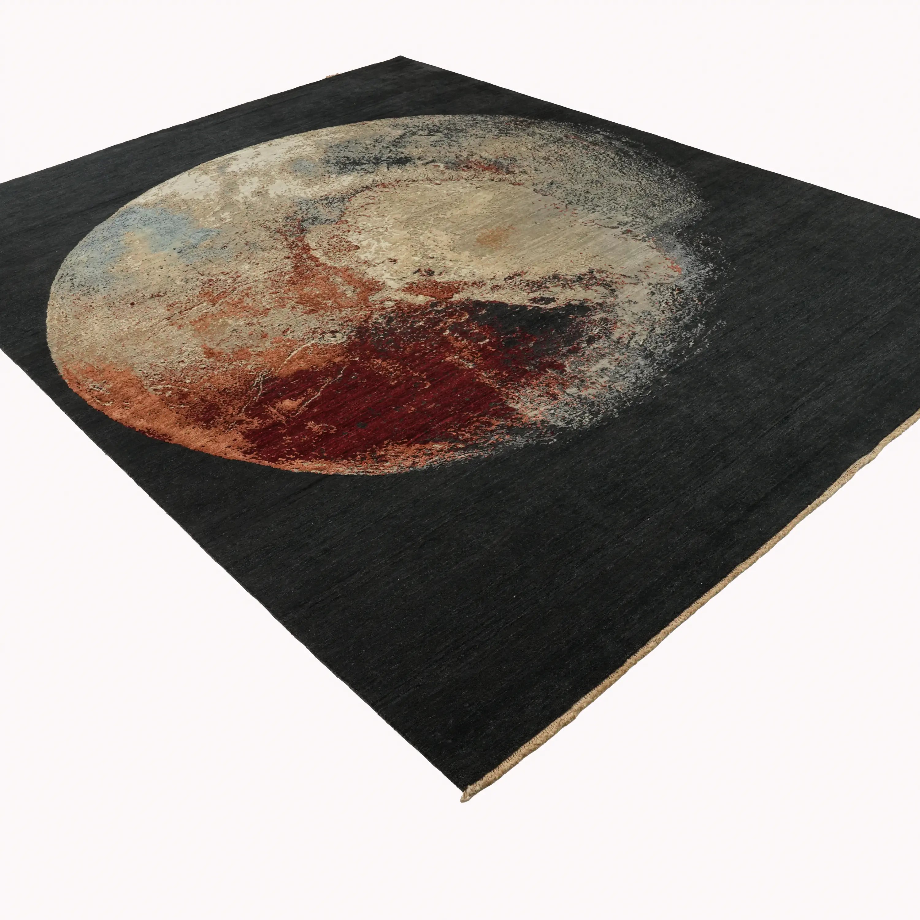 Aren Series Handwoven Geometric Pattern Anthracite Silk Rug