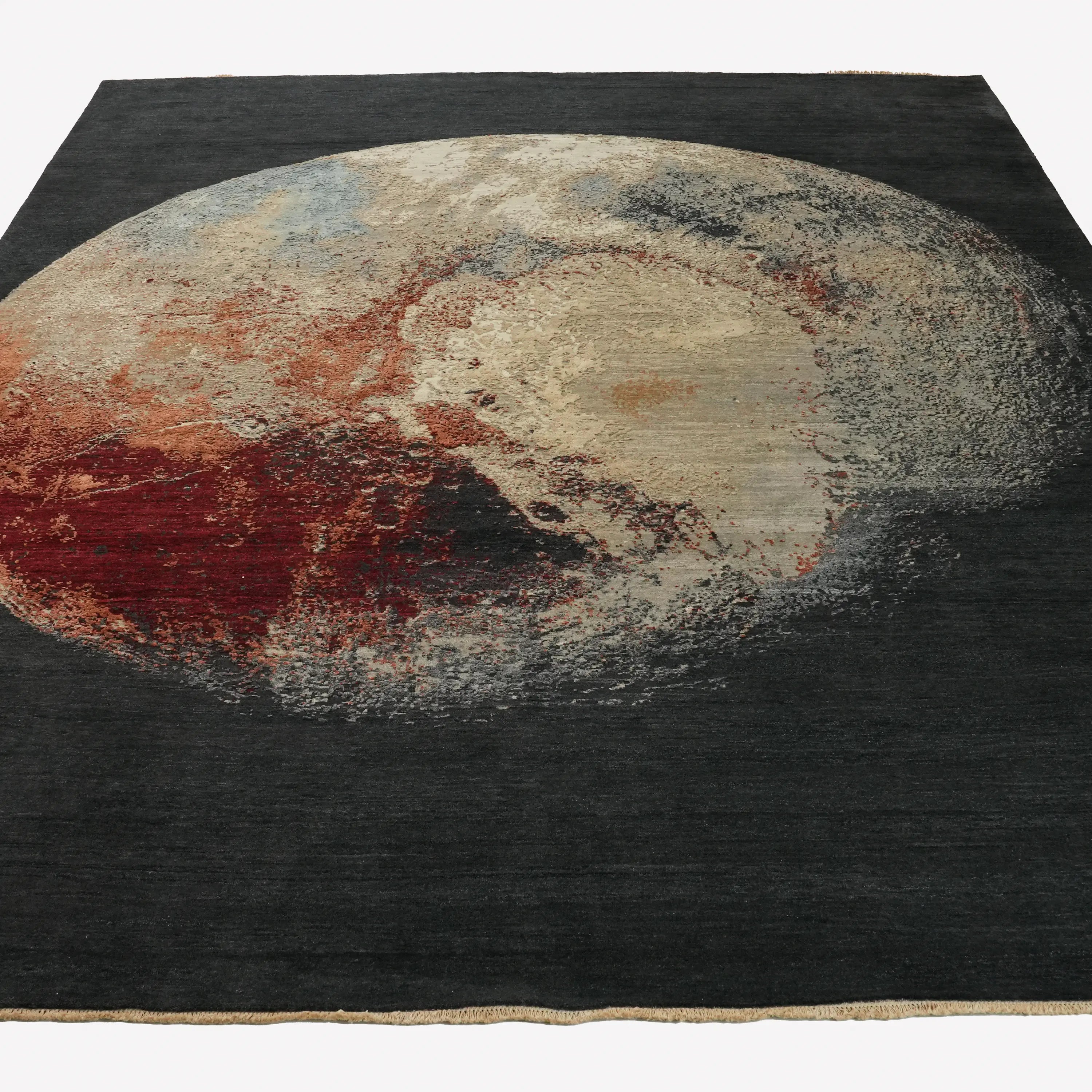 Aren Series Handwoven Geometric Pattern Anthracite Silk Rug