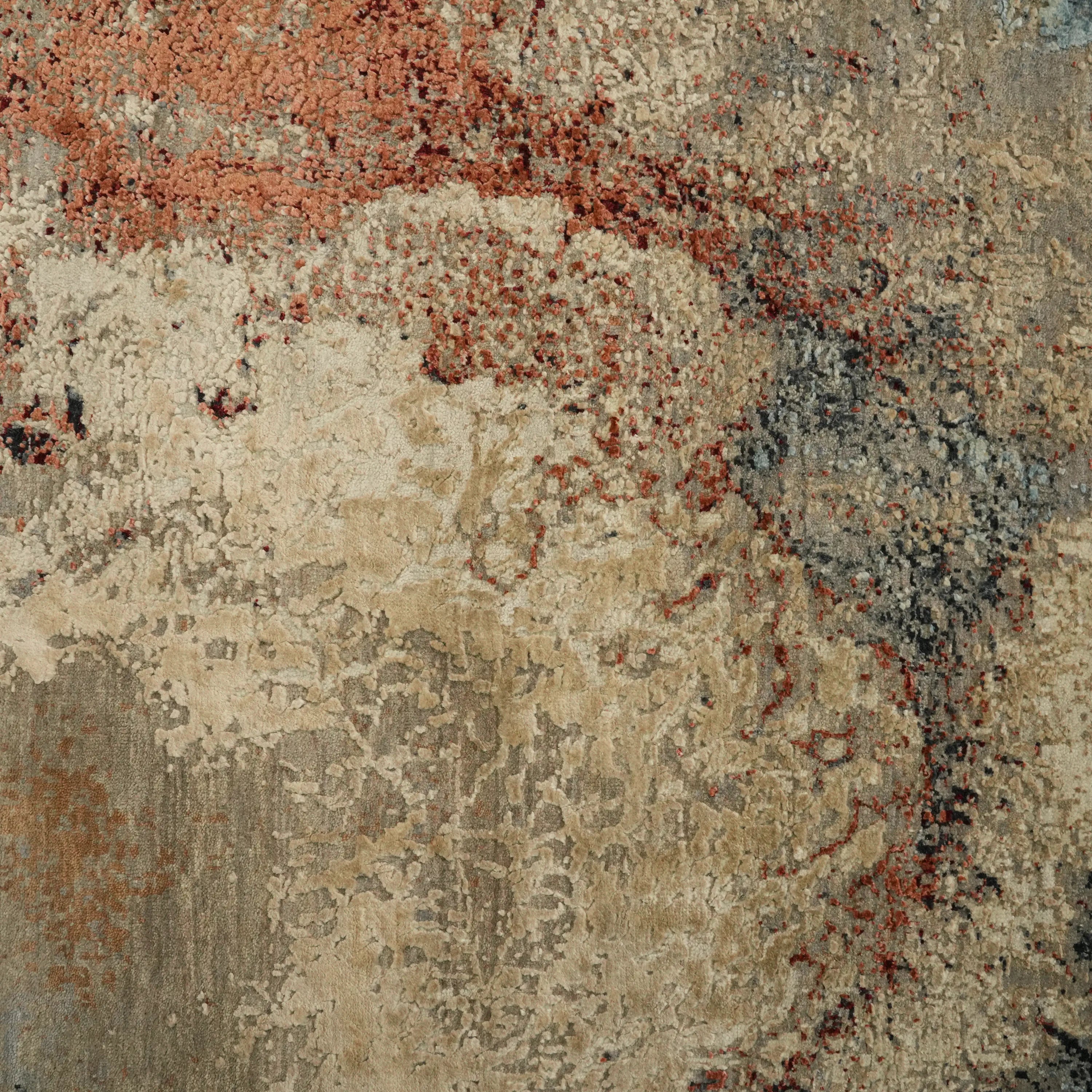 Aren Series Handwoven Geometric Pattern Anthracite Silk Rug