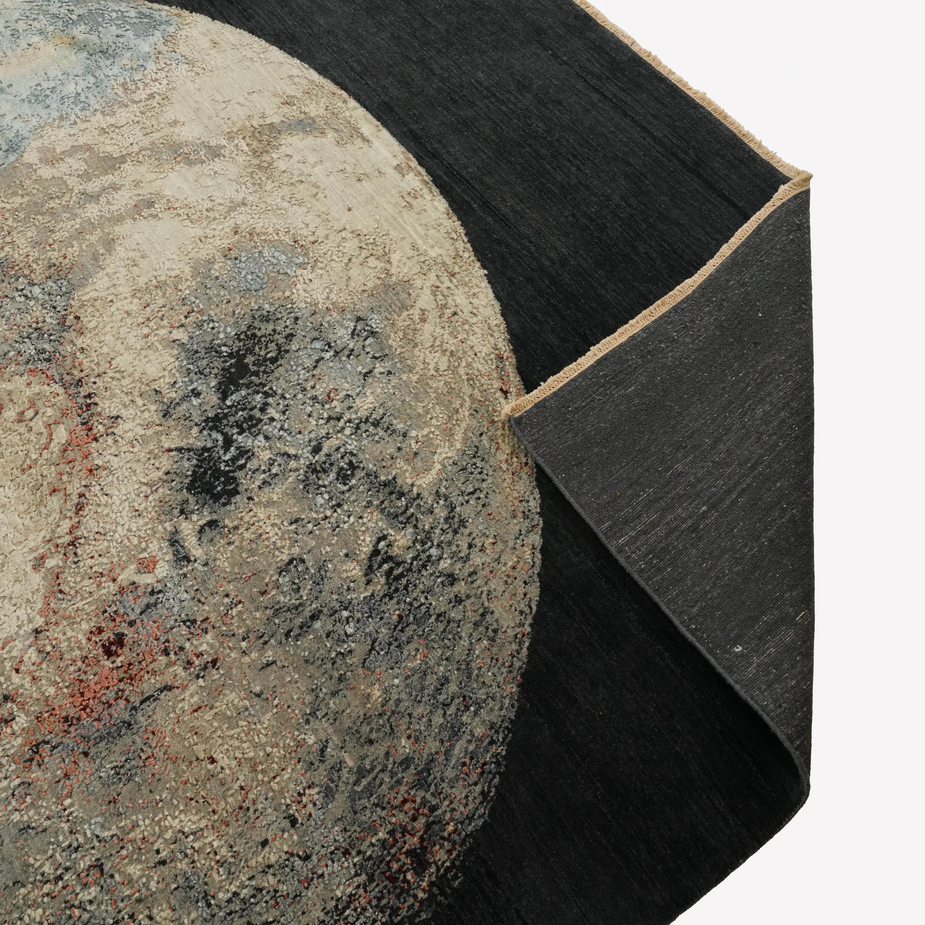 Aren Series Handwoven Geometric Pattern Anthracite Silk Rug