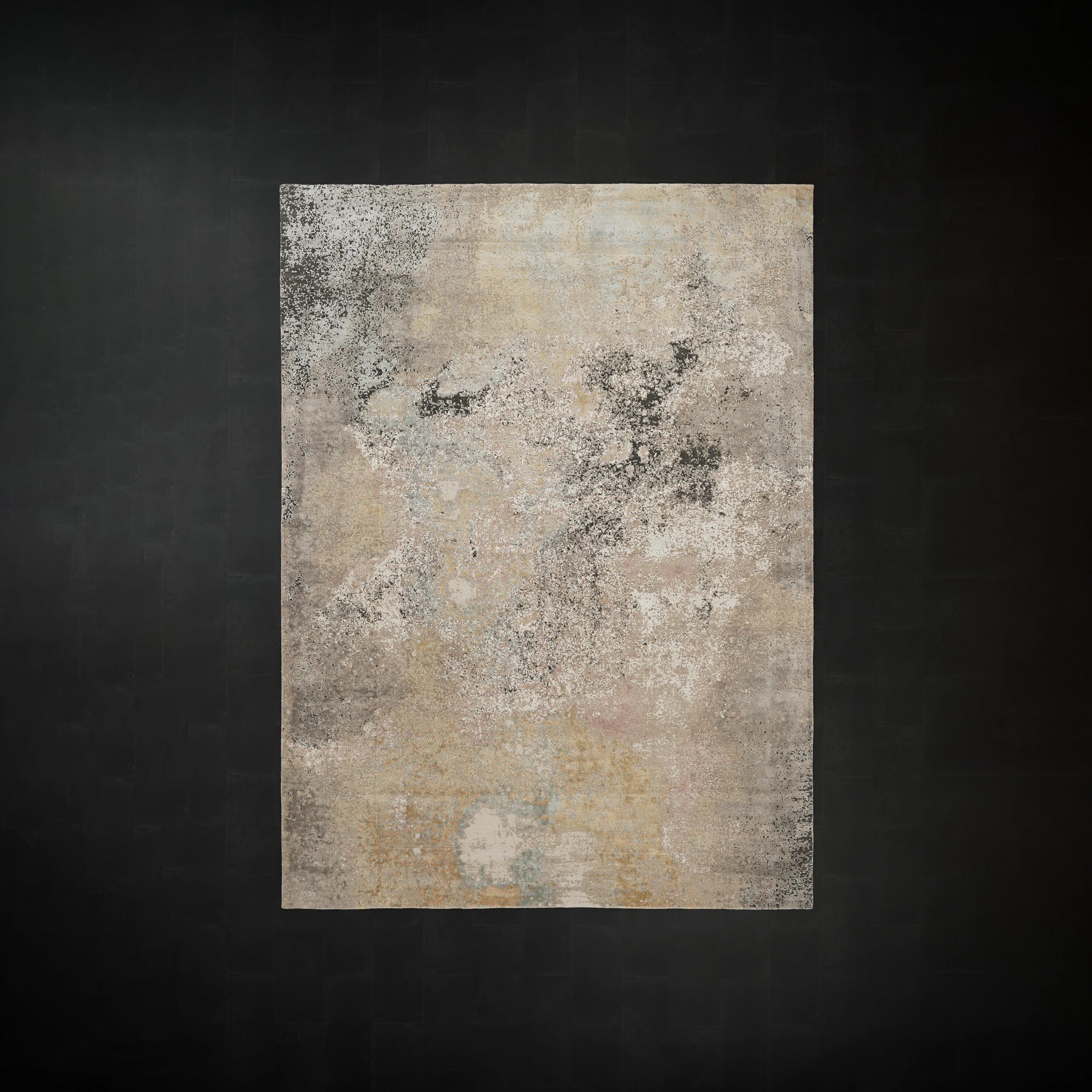 Aren Serisi El Dokuma Gri Soyut Desenli Yün Halı