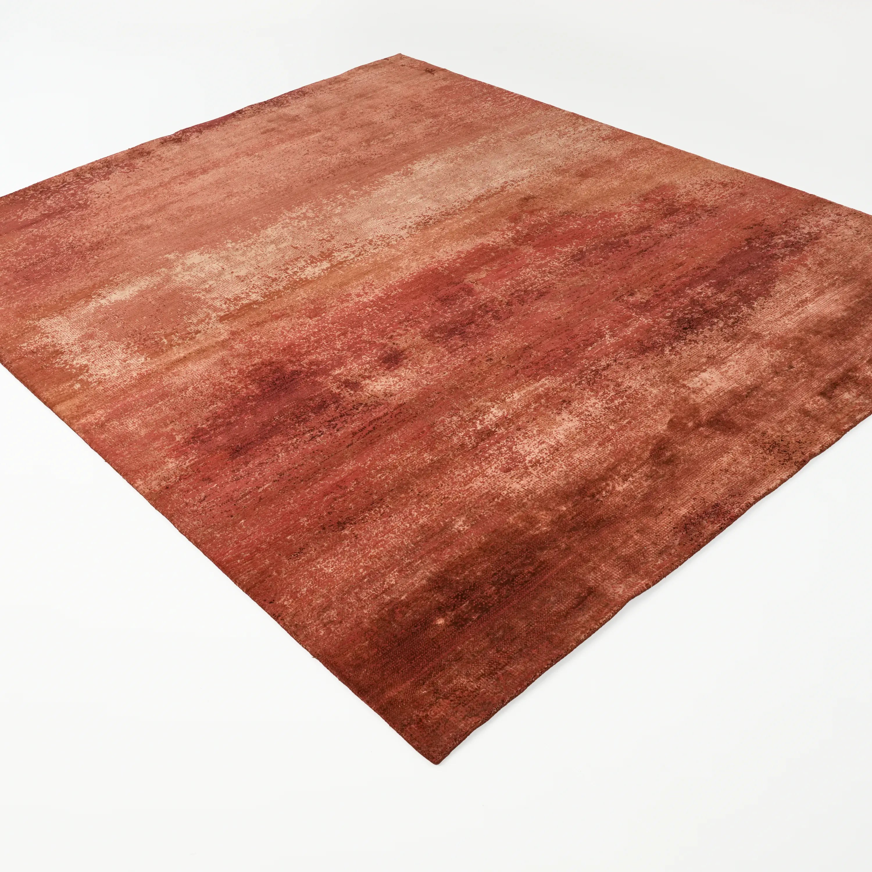 Aren Serisi El Dokuma Sade Desenli Yün Turuncu Halı