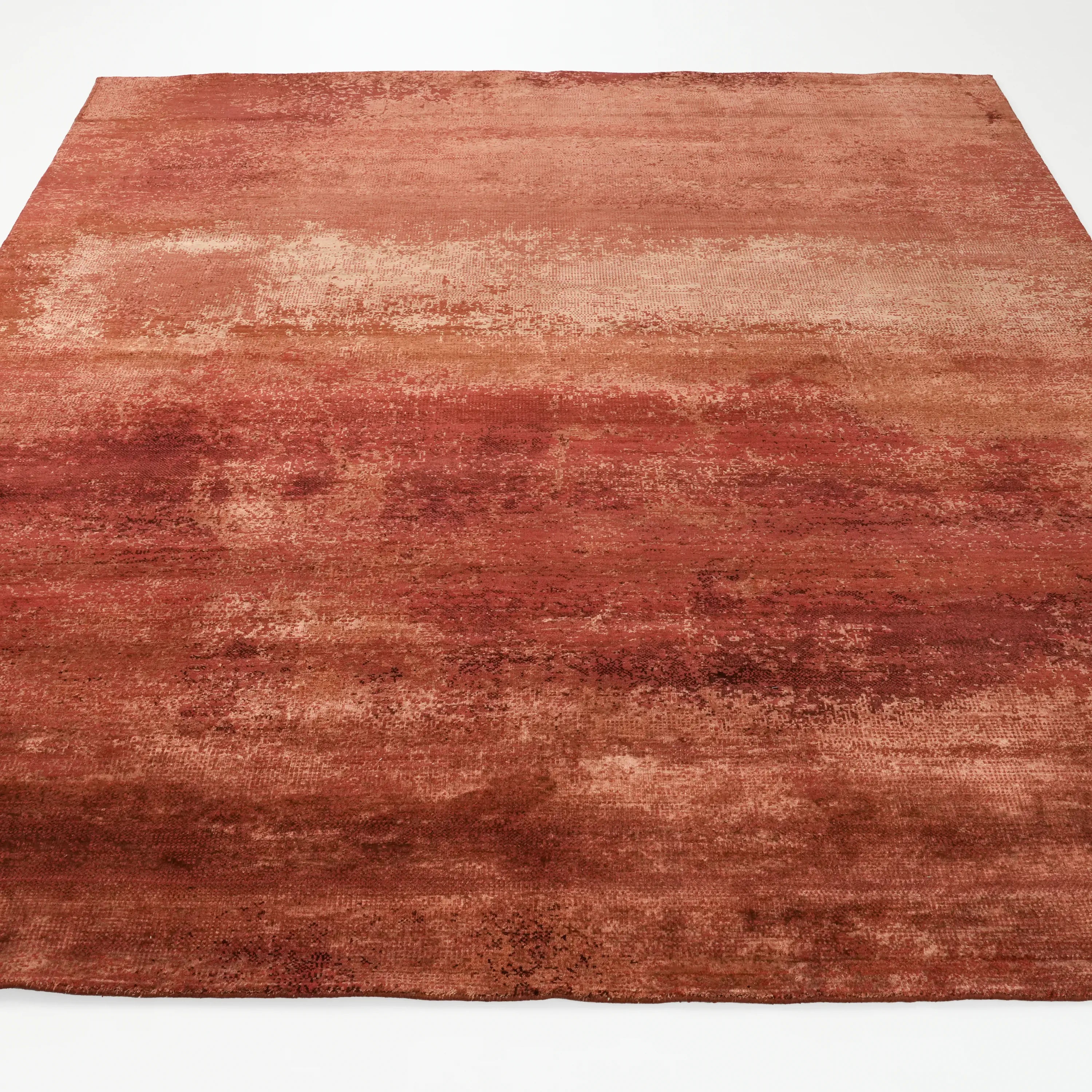 Aren Serisi El Dokuma Sade Desenli Yün Turuncu Halı