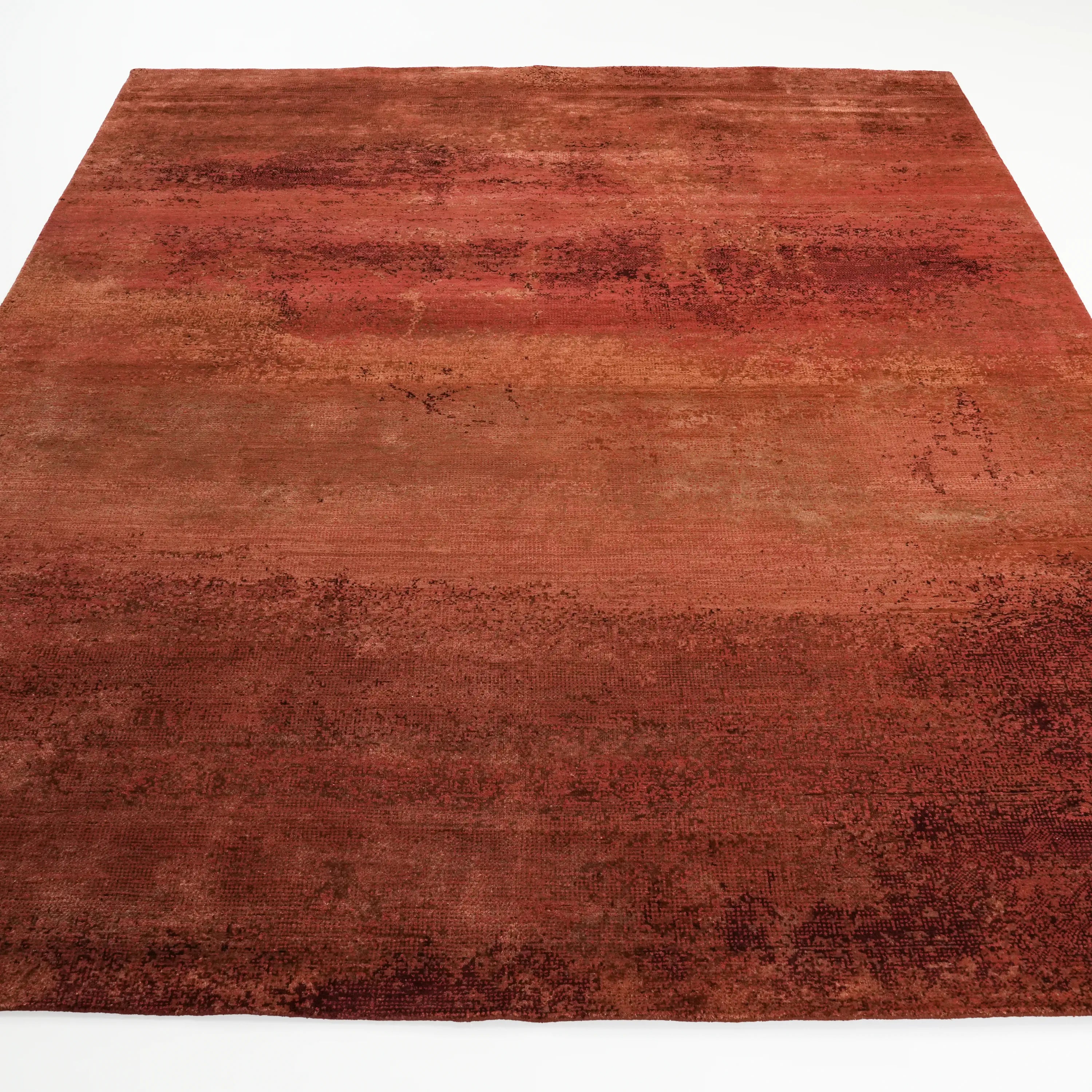 Aren Series Handwoven Plain Pattern Wool Orange Rug