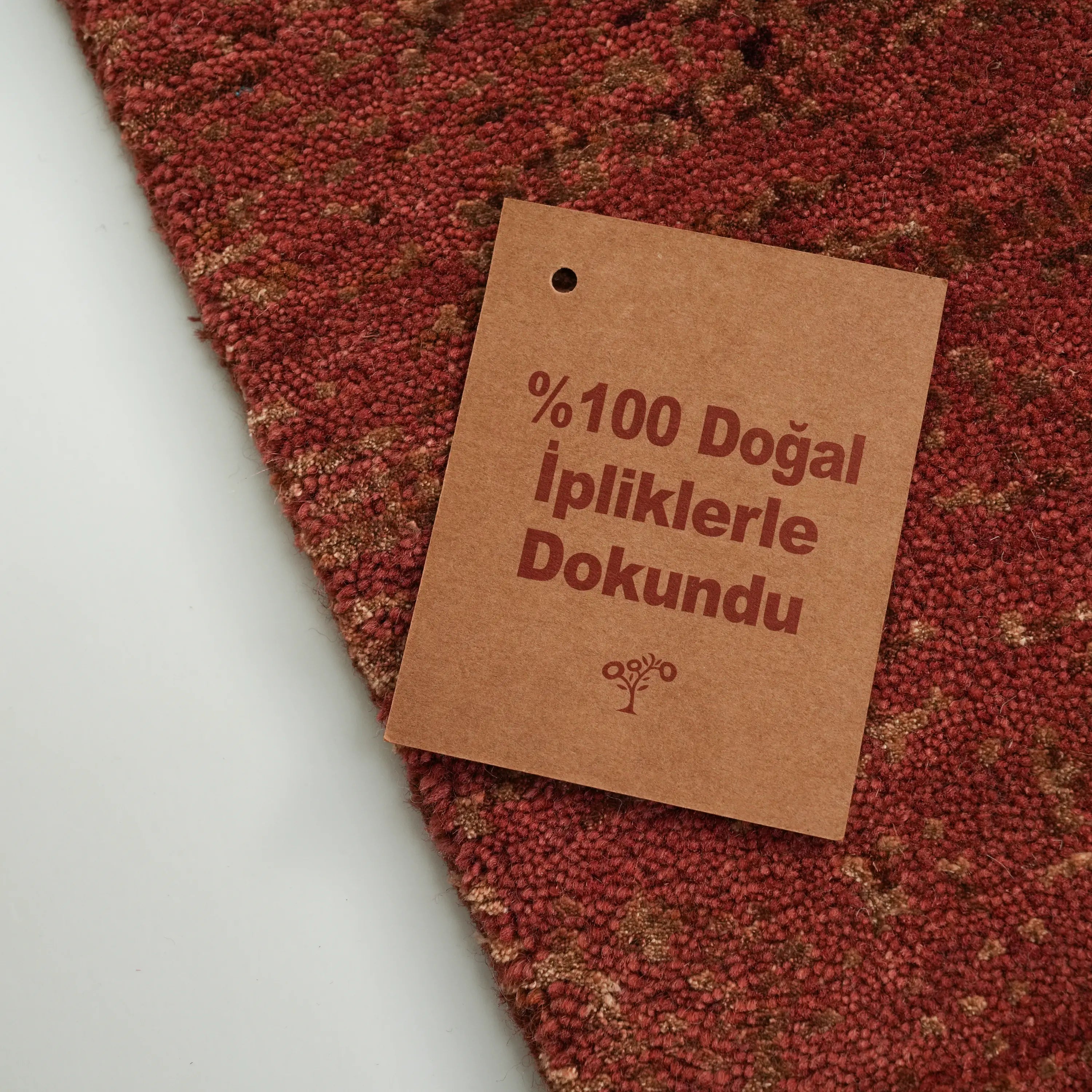 Aren Series Handwoven Plain Pattern Wool Orange Rug