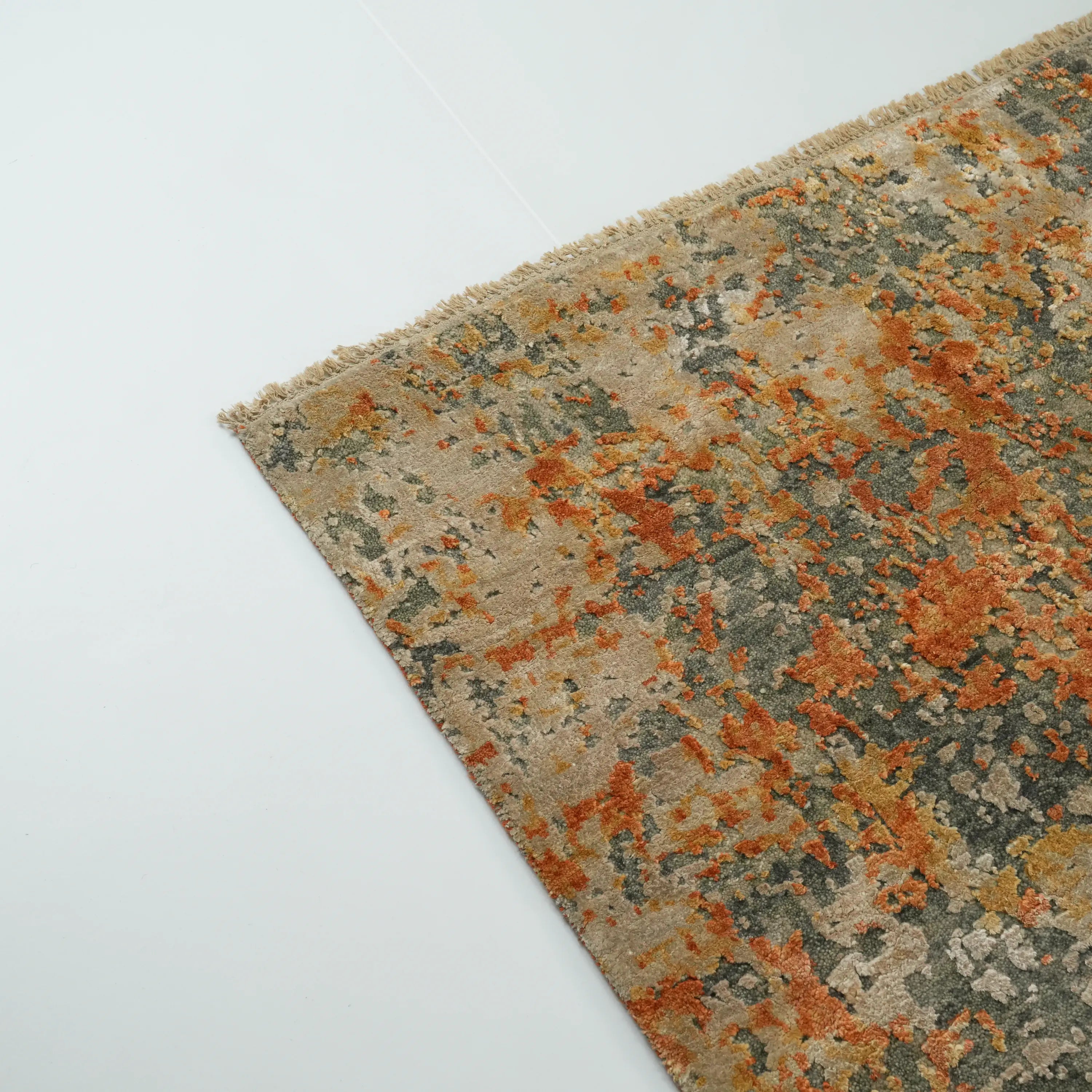 Aren Series Handwoven Abstract Patterned Gray Silky Rug