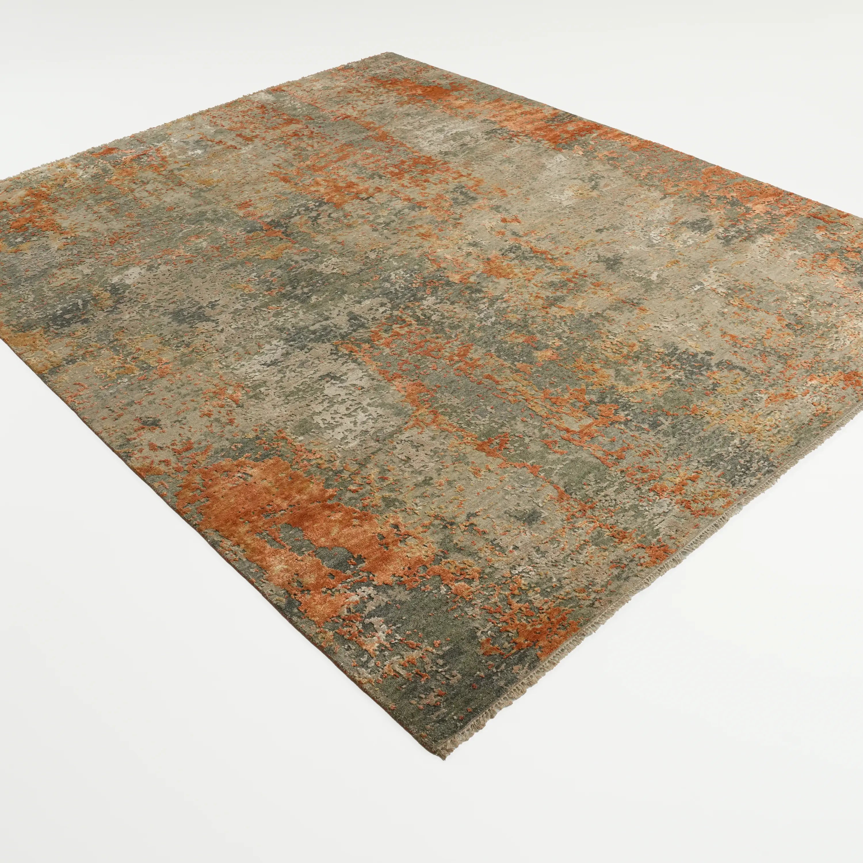 Aren Series Handwoven Abstract Patterned Gray Silky Rug