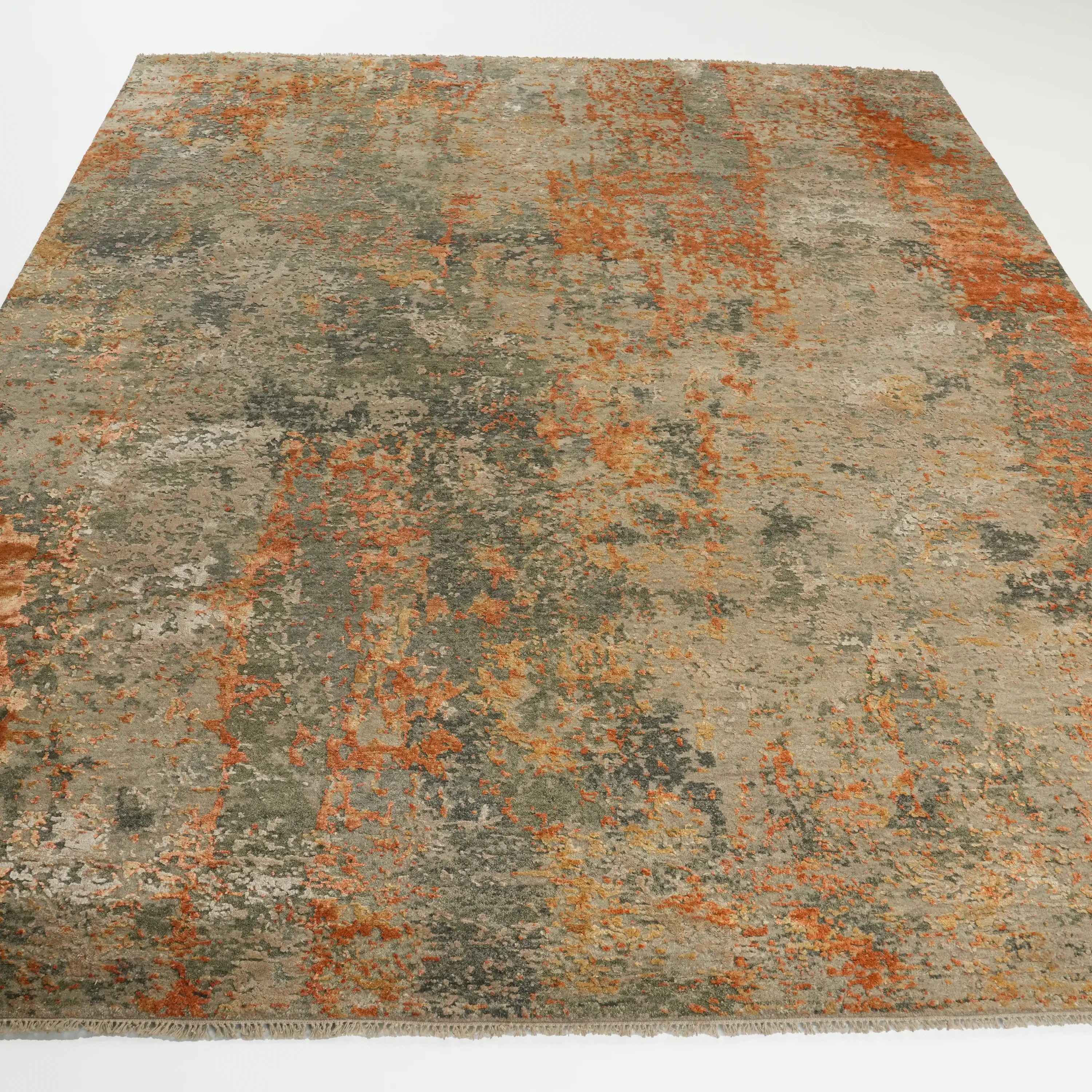 Aren Series Handwoven Abstract Patterned Gray Silky Rug