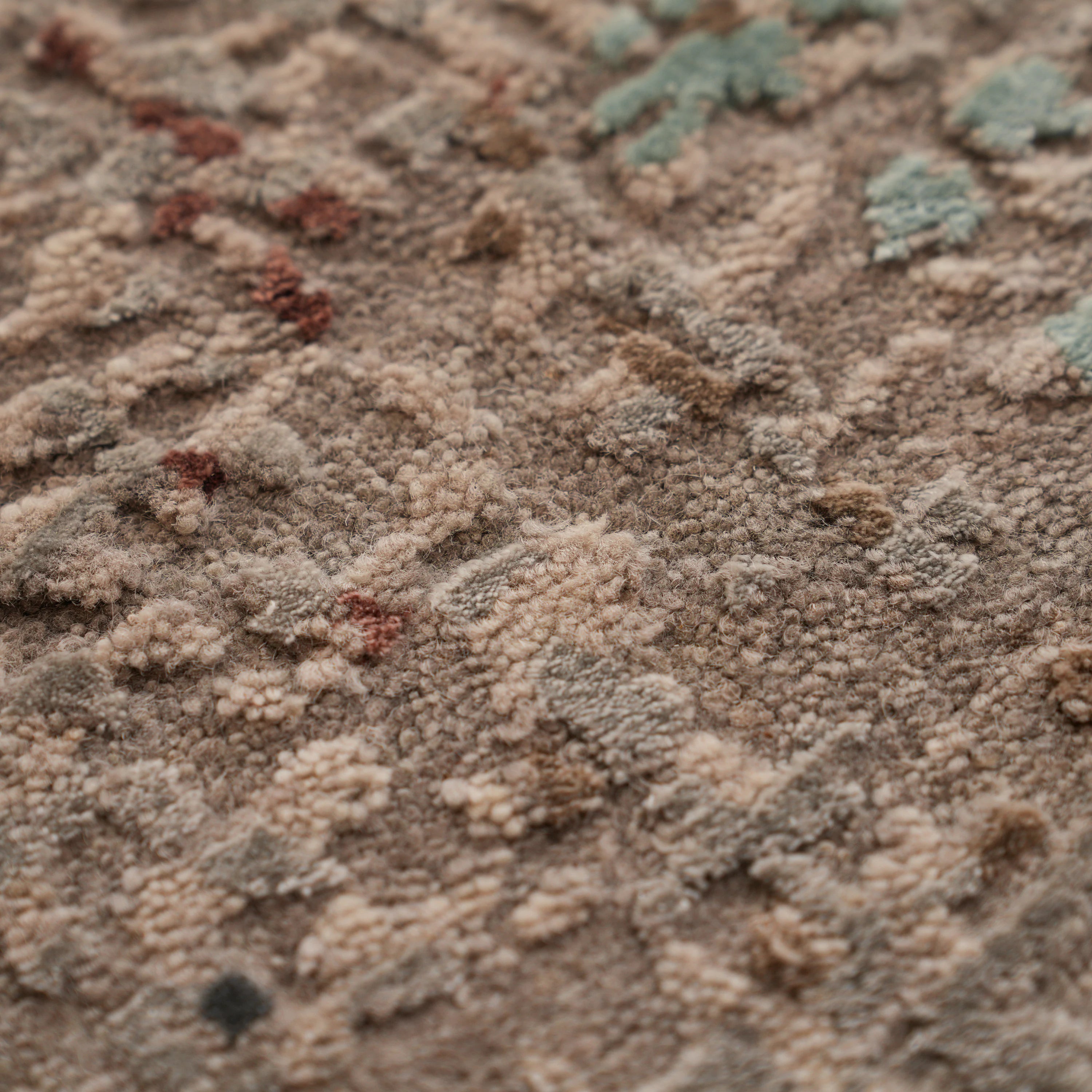 Aren Serisi El Dokuma Soyut Desenli Gri Yün Halı