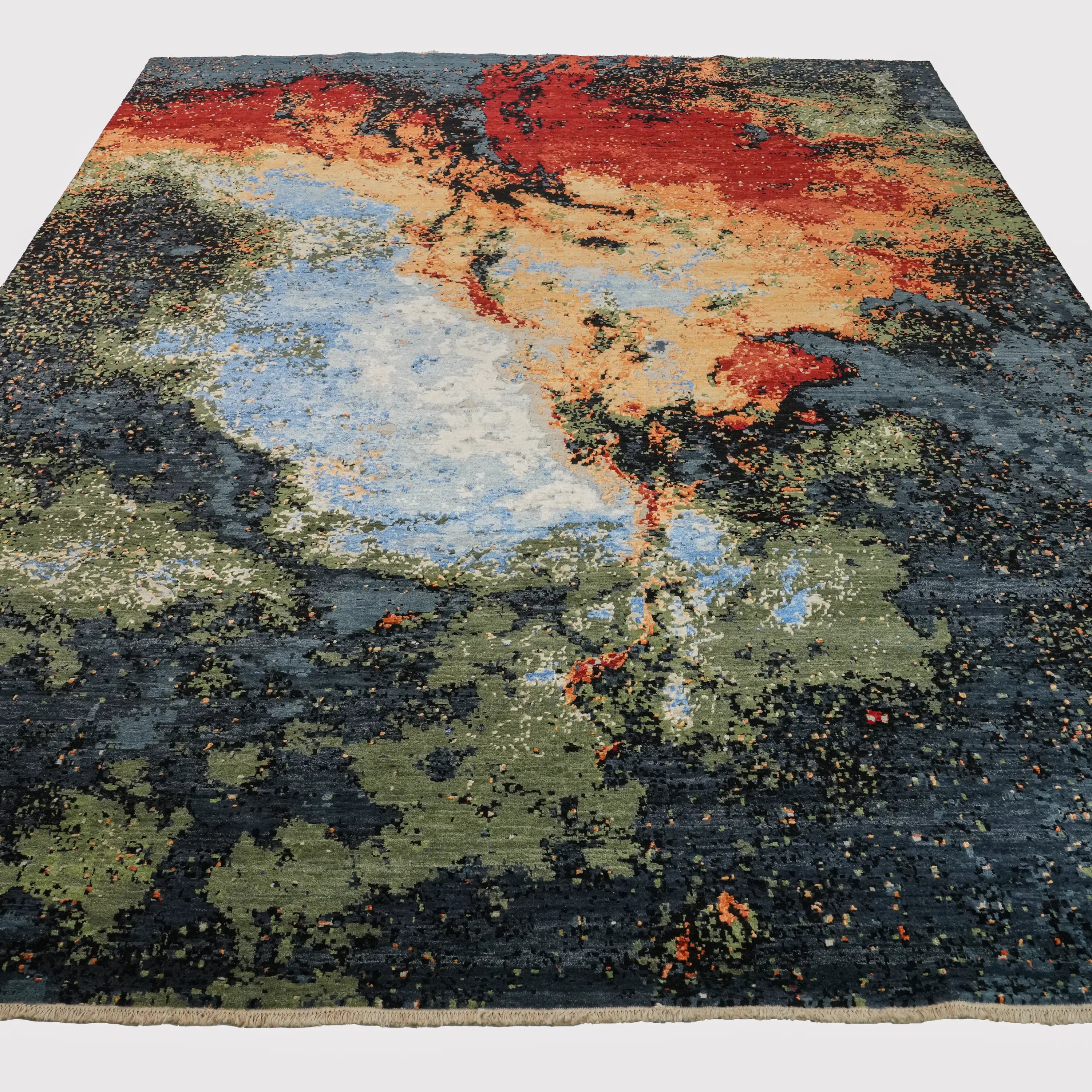 Aren Serisi El Dokuma Soyut Desenli Rengarenk Yün Halı