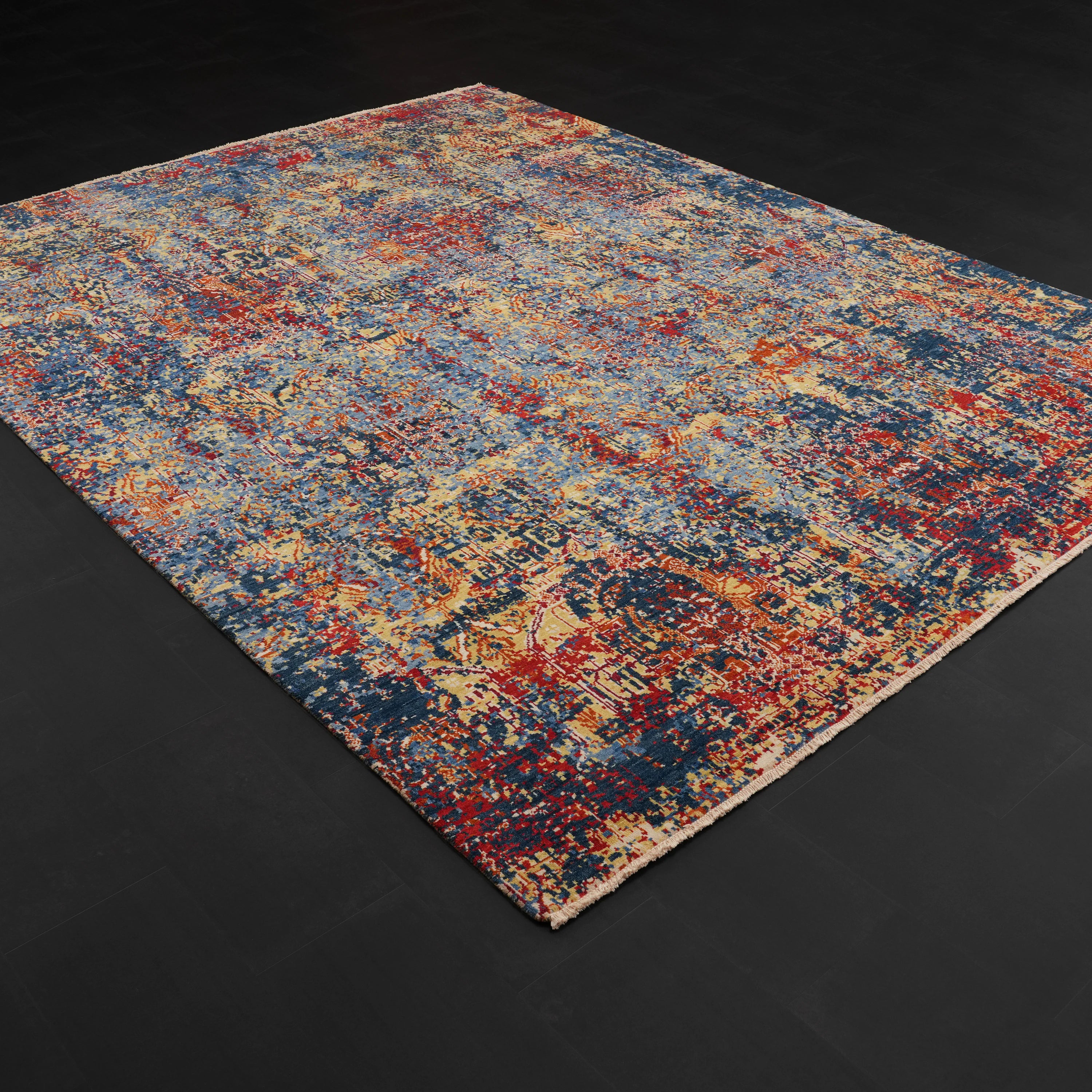 Aren Serisi El Dokuma Soyut Desenli Rengarenk Yün Halı