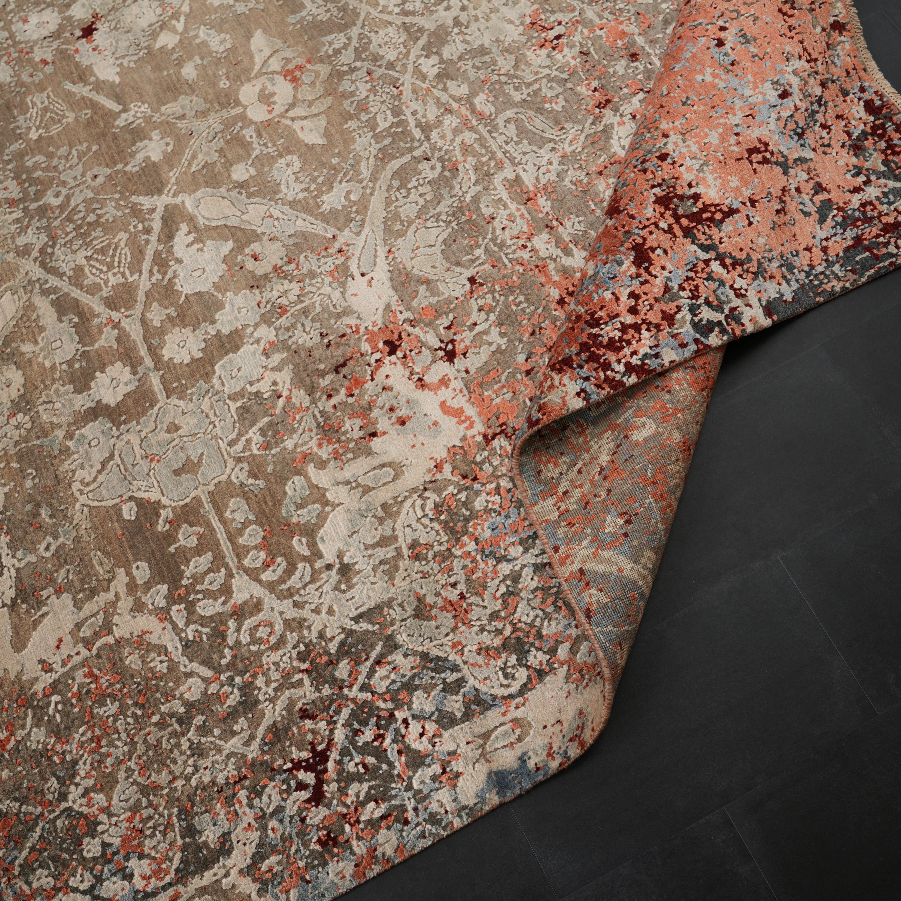 Aren Serisi El Dokuma Soyut Desenli Yün Rengarenk Halı