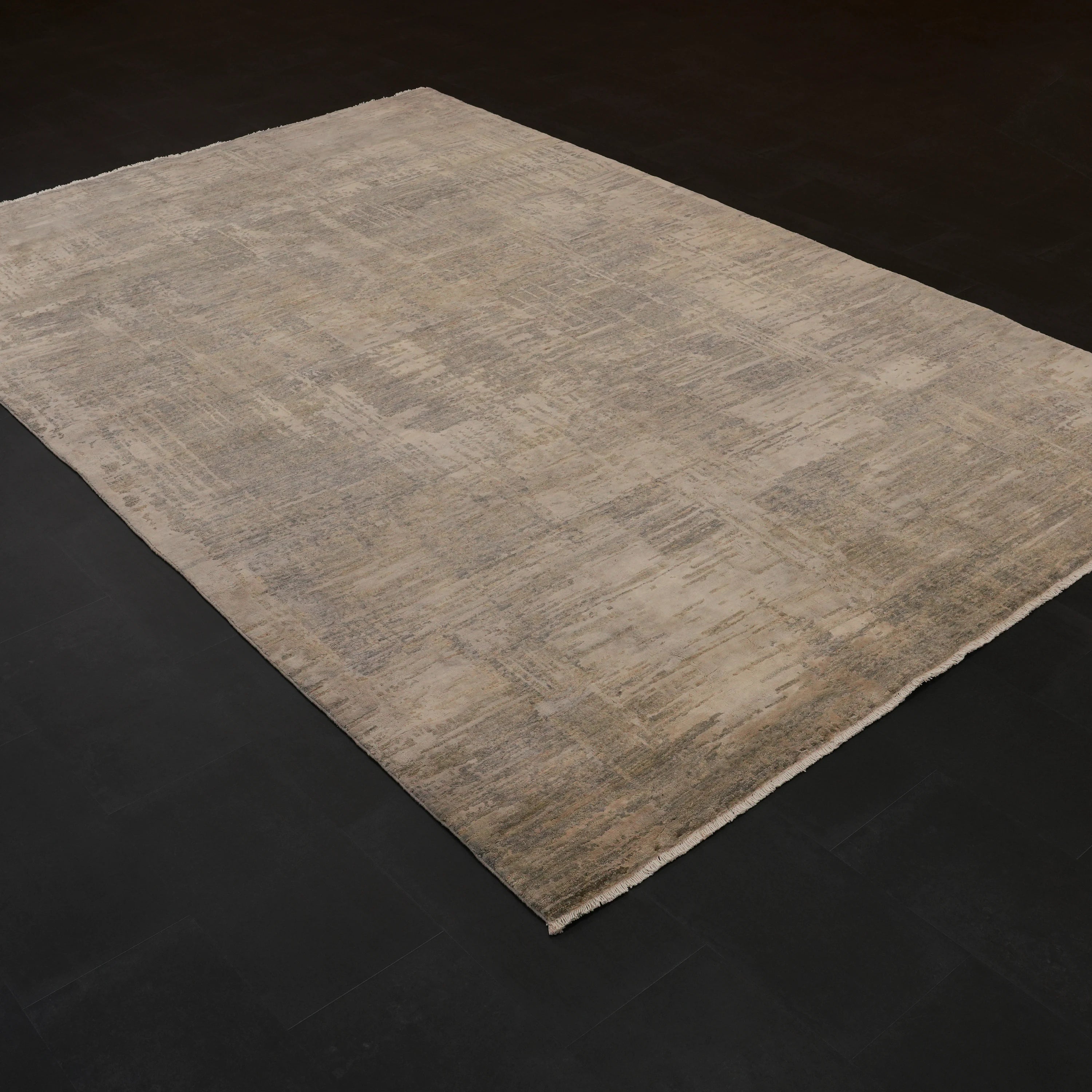 Ayan Serisi El Dokuma İpekli Sade Desenli Yeşil Halı