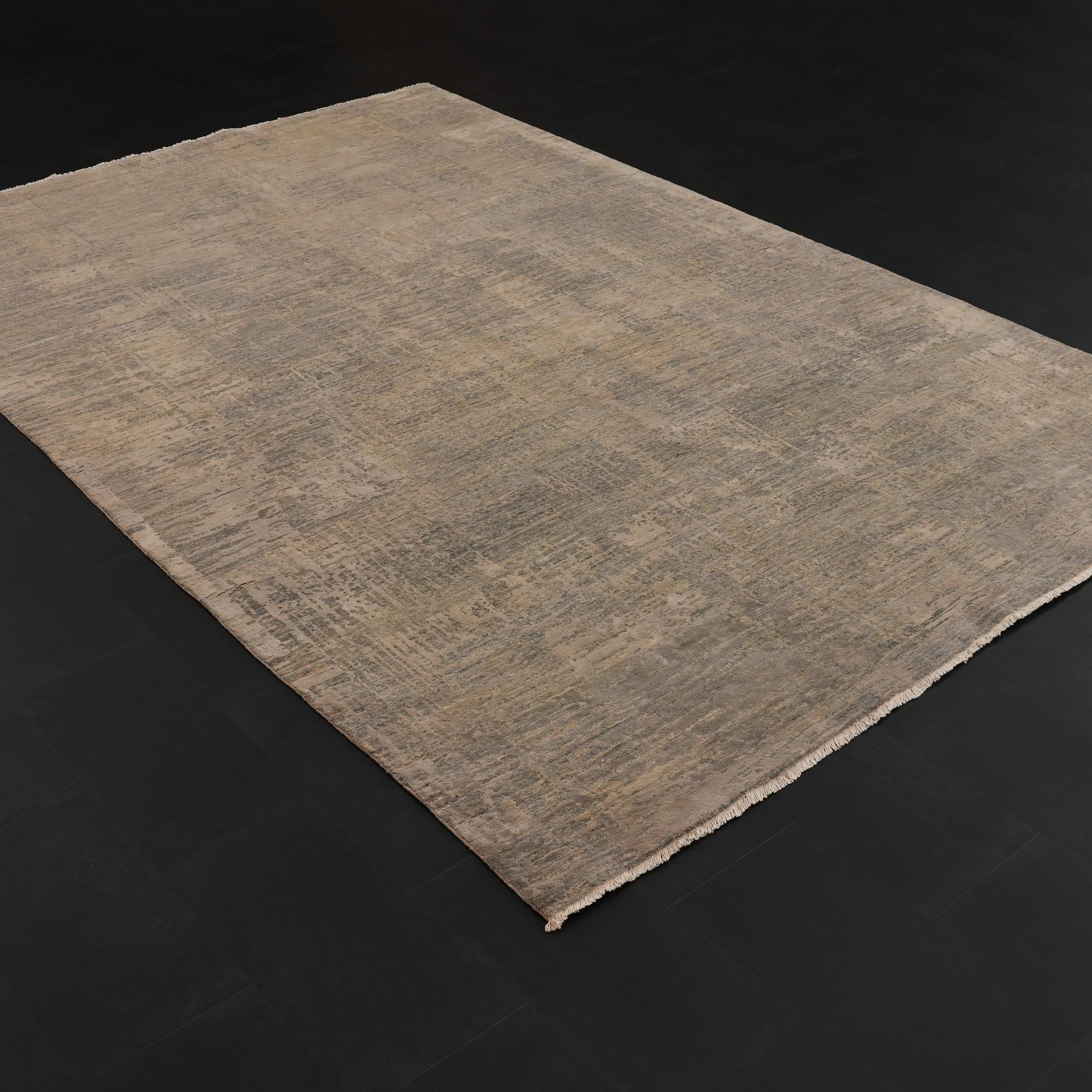 Ayan Serisi El Dokuma İpekli Sade Desenli Yeşil Halı