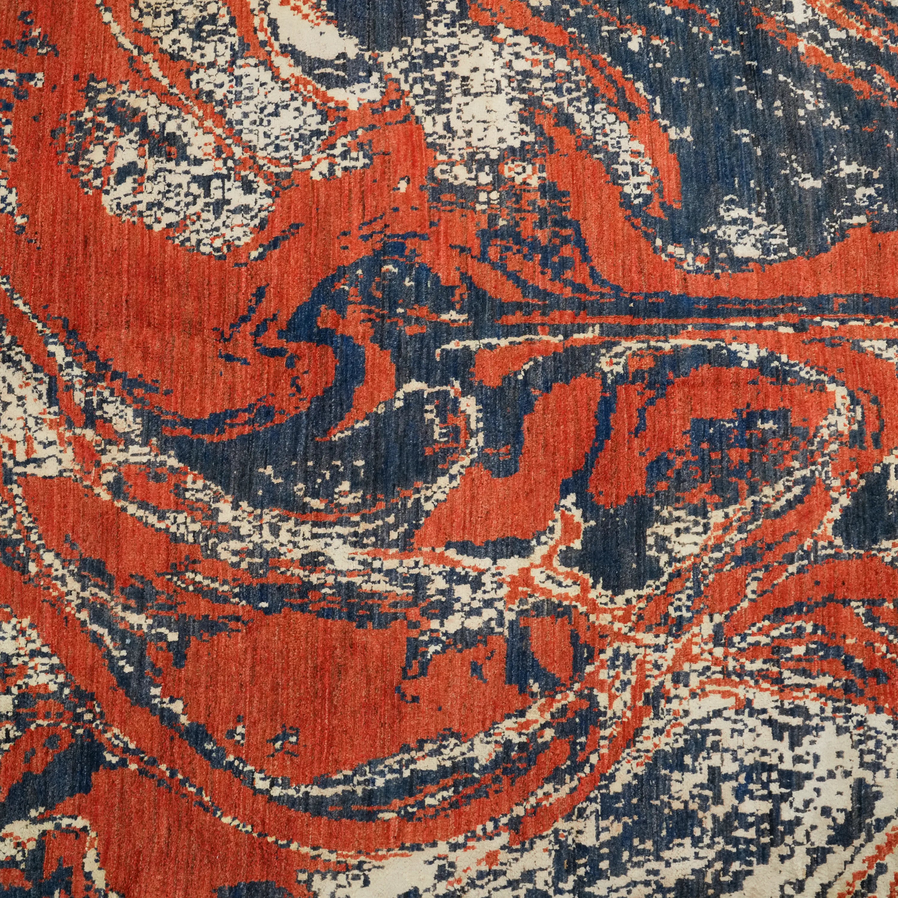 Ayan Series Handwoven Abstract Patterned Terra Wool Rug