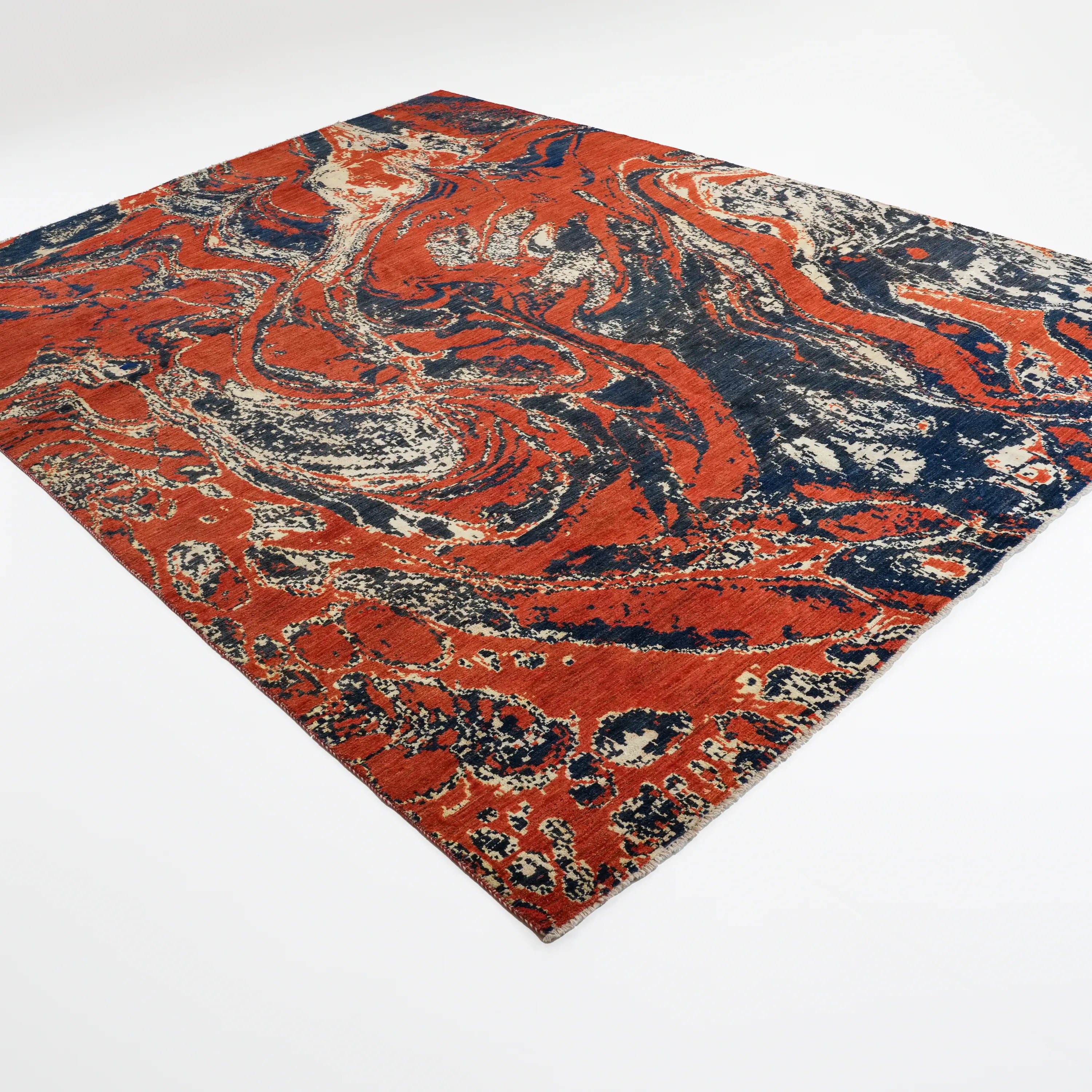 Ayan Series Handwoven Abstract Patterned Terra Wool Rug