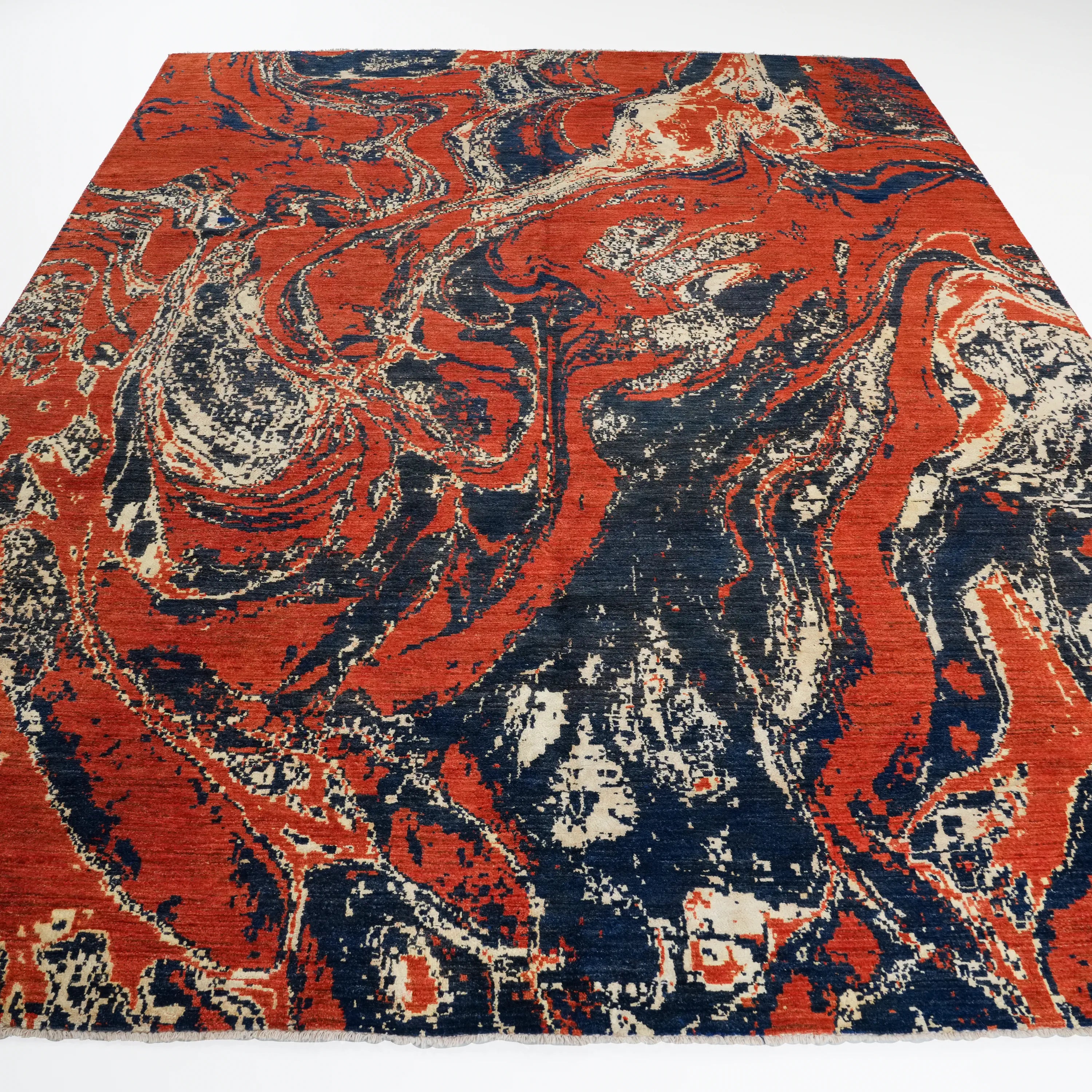 Ayan Series Handwoven Abstract Patterned Terra Wool Rug