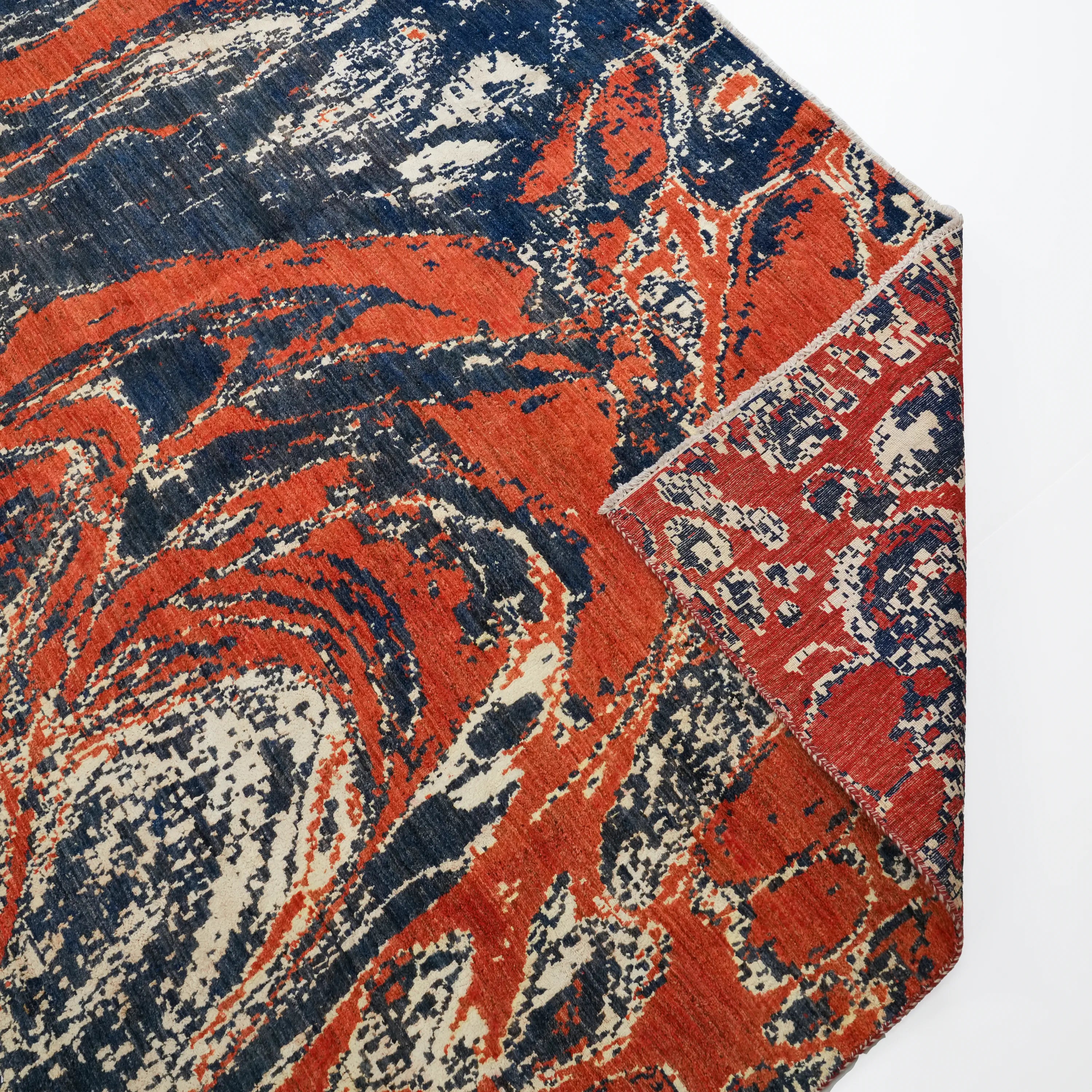 Ayan Series Handwoven Abstract Patterned Terra Wool Rug