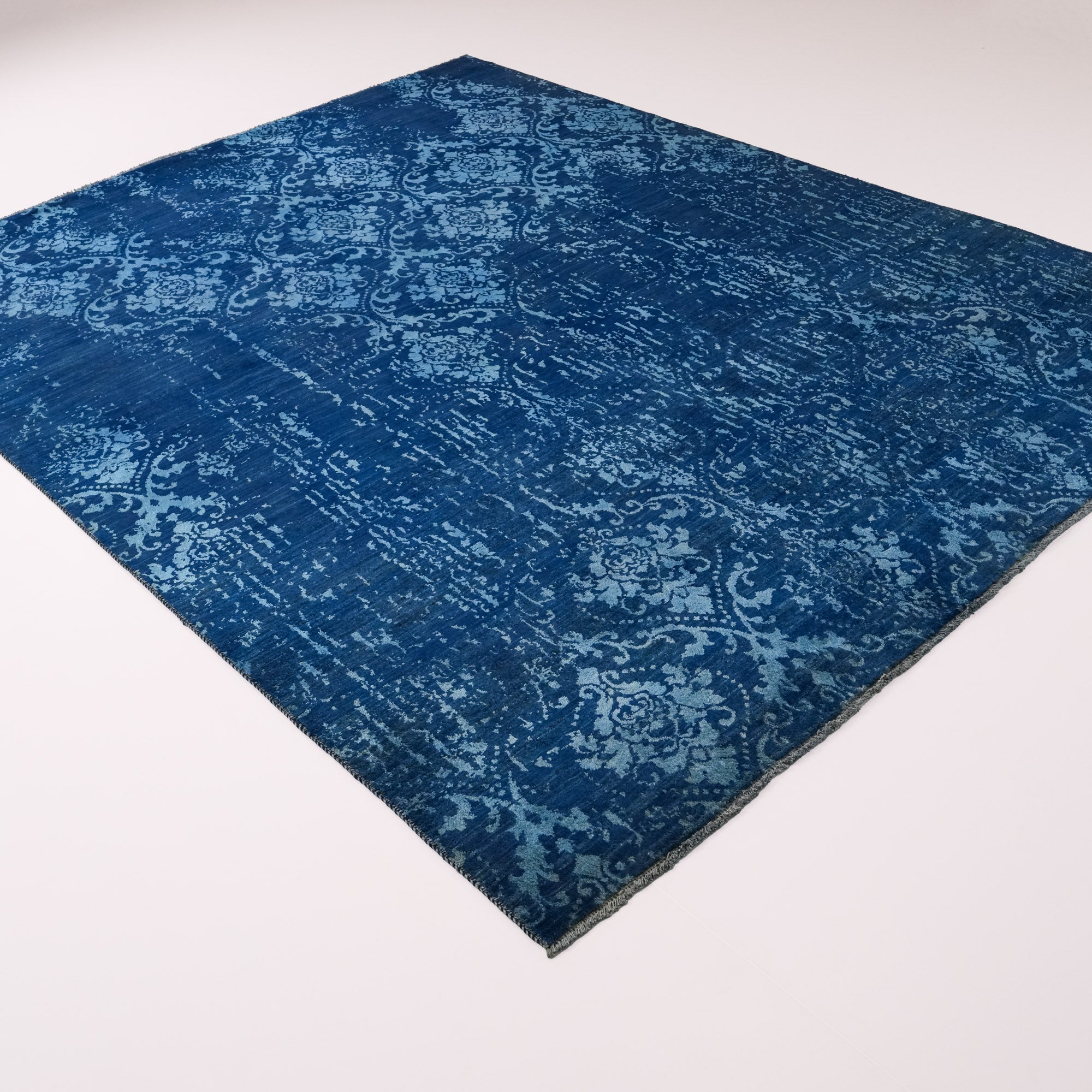 Ayan Serisi El Dokuma Vintage Desenli Lacivert Yün Halı