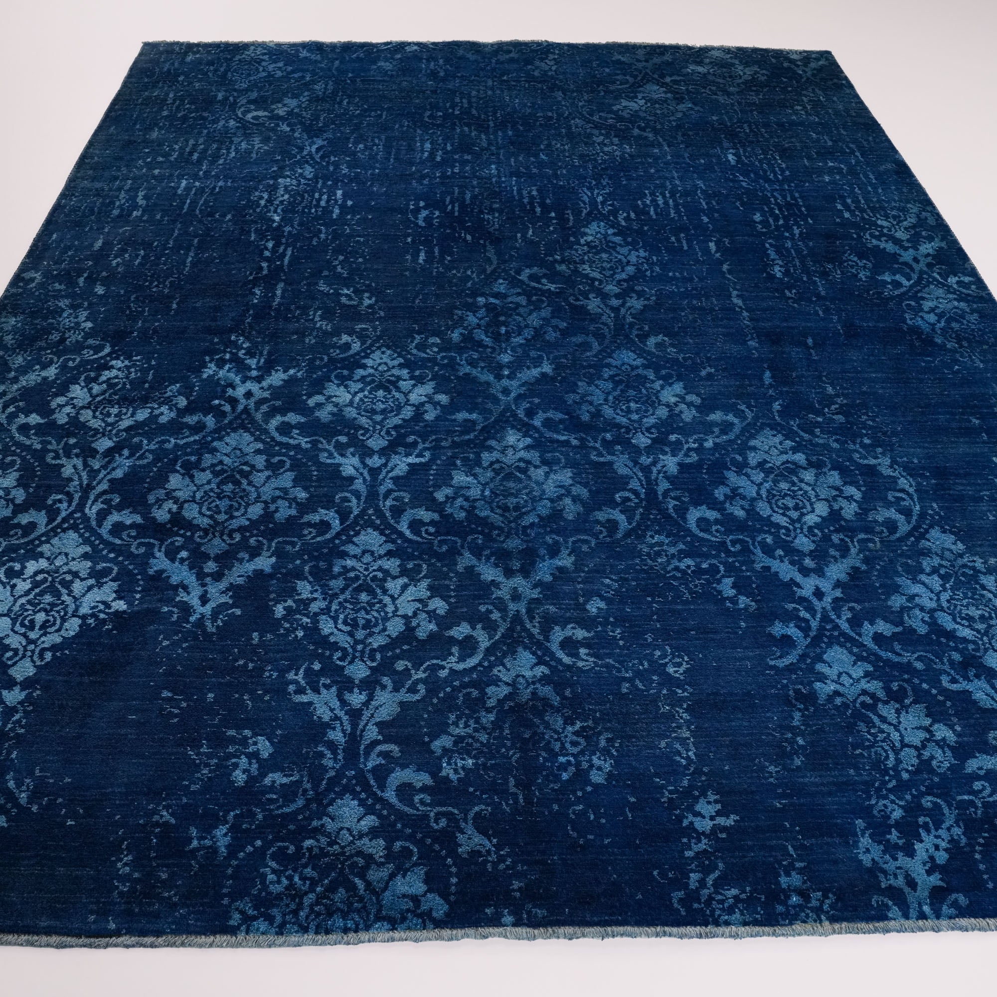 Ayan Series Handwoven Vintage Patterned Navy Wool Rug
