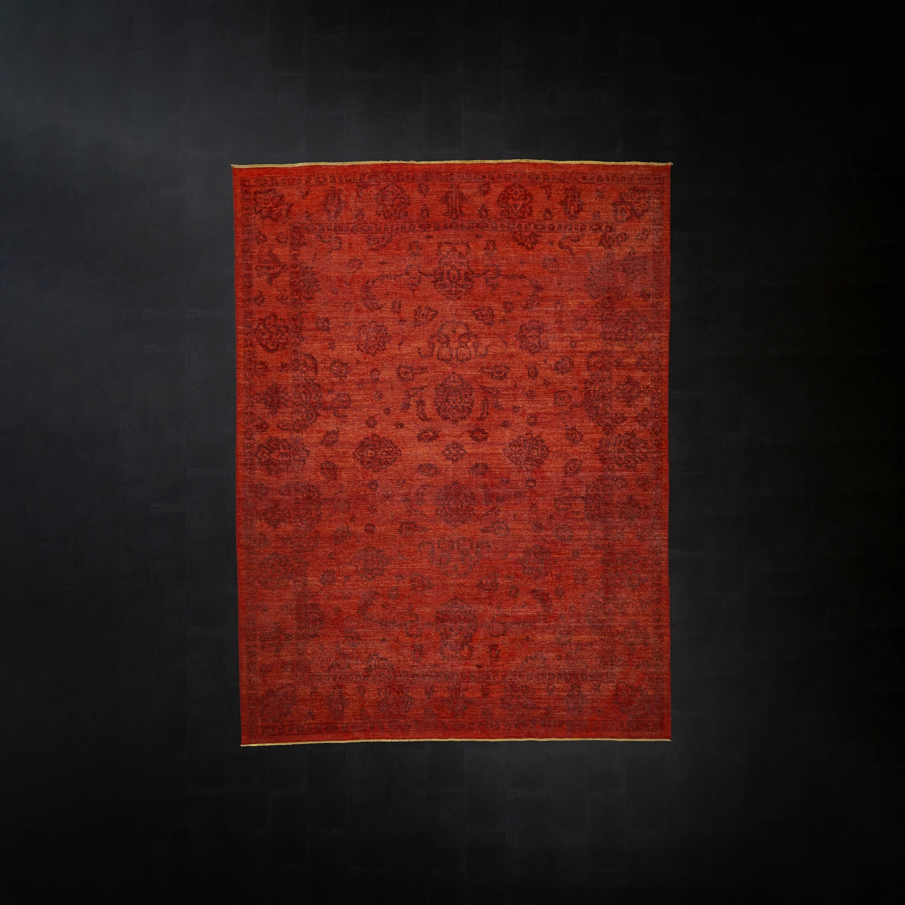 Ayan Serisi El Dokuma Vintage Desenli Yün Kırmızı Halı