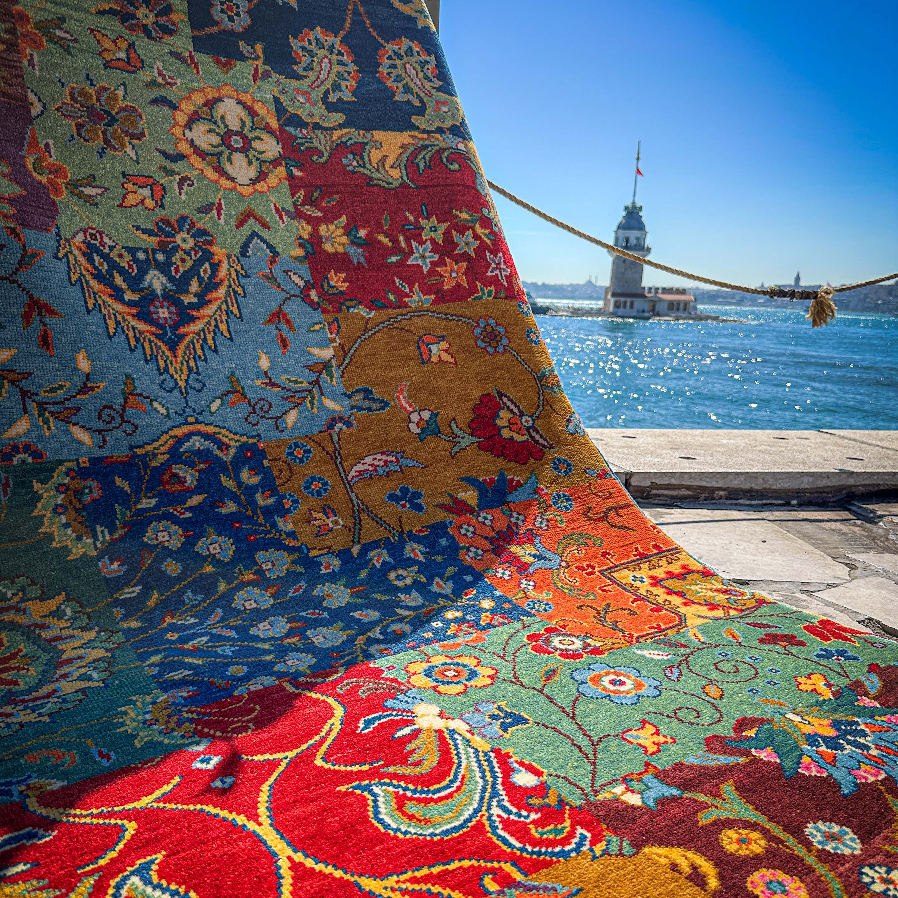 Anatolian Shawl Series Handwoven Patchwork Pattern Wool colorful Ethnic Rug