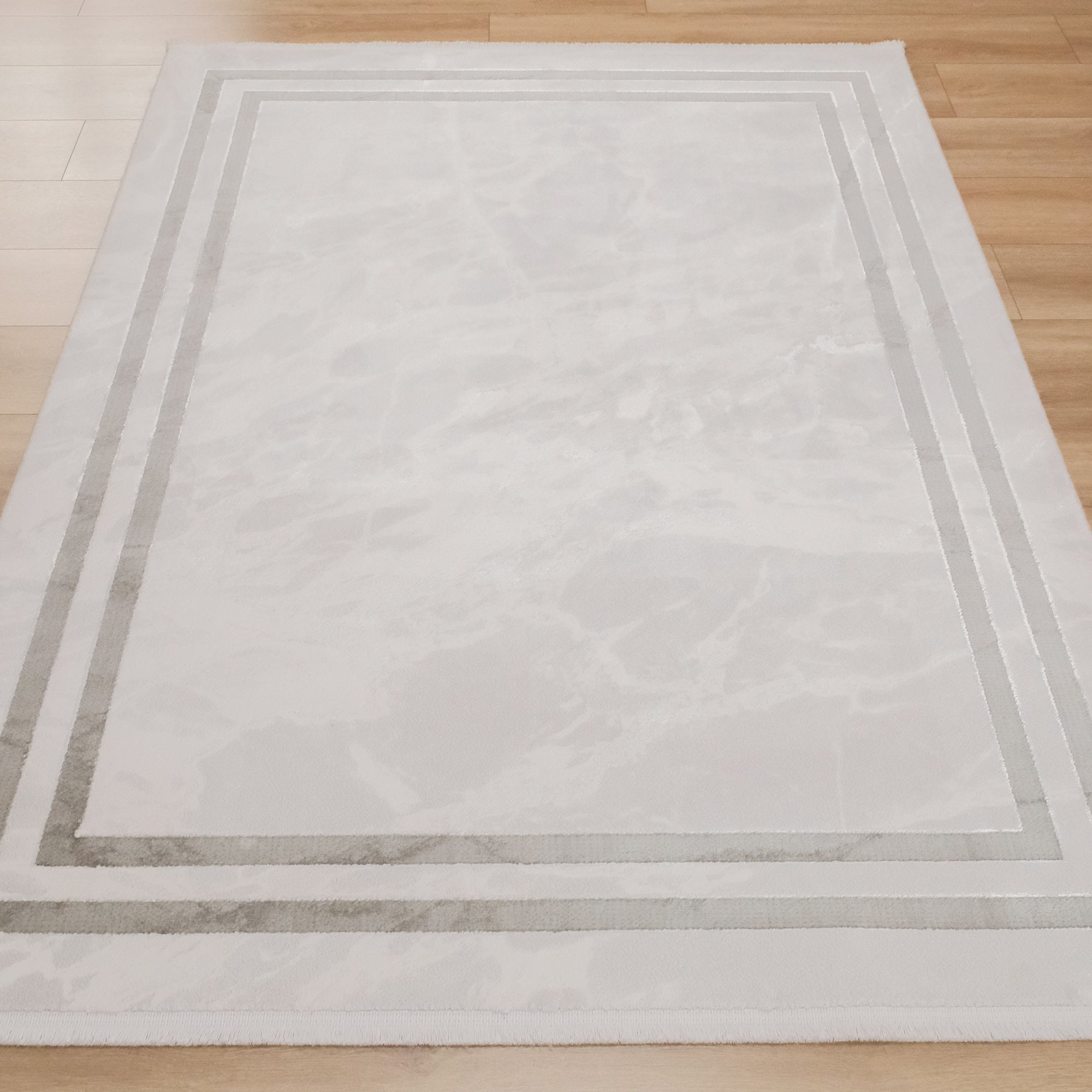 Çerçeve Desenli Akrilik Krem Halı