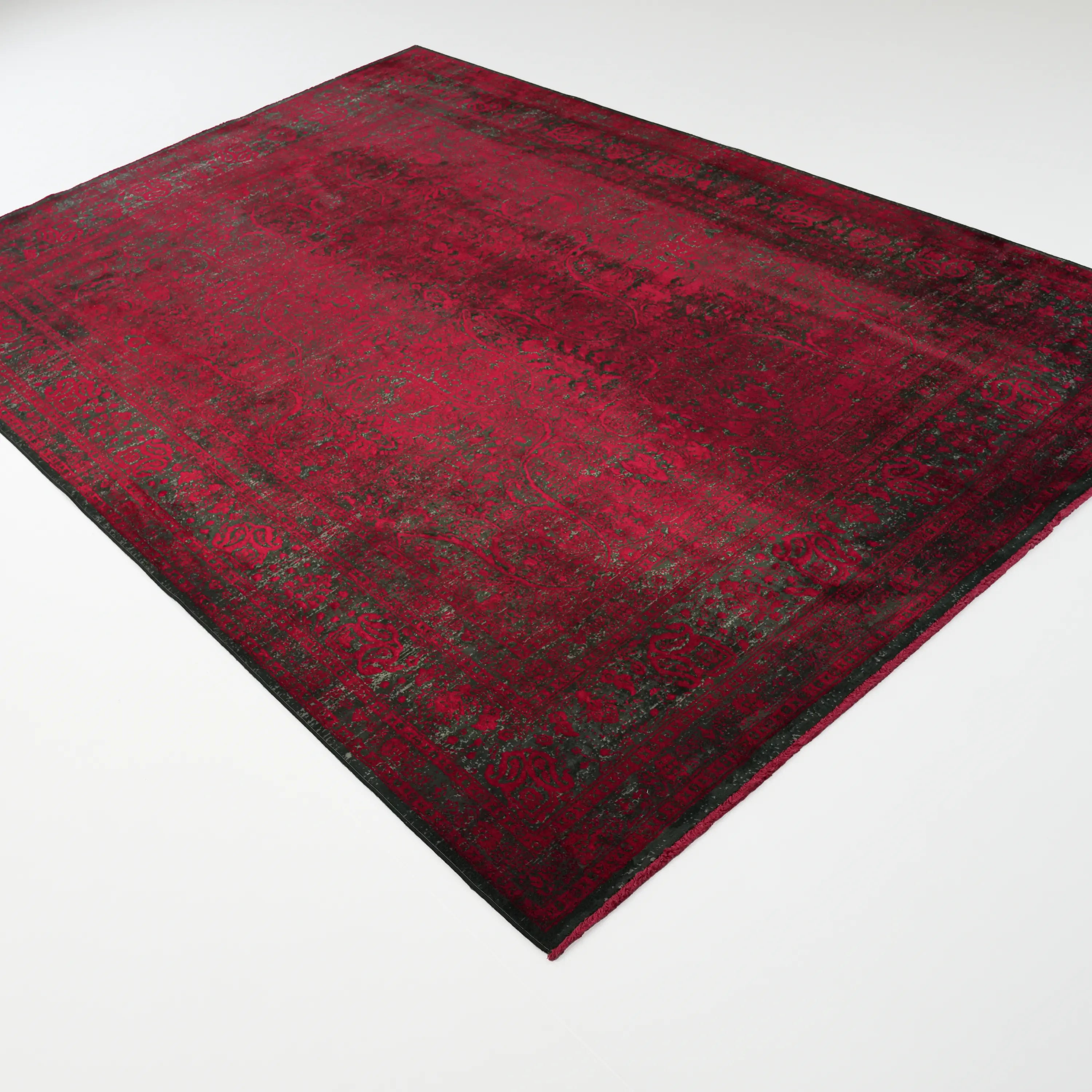 Çerçeve Desenli Kırmızı Viskon Halı