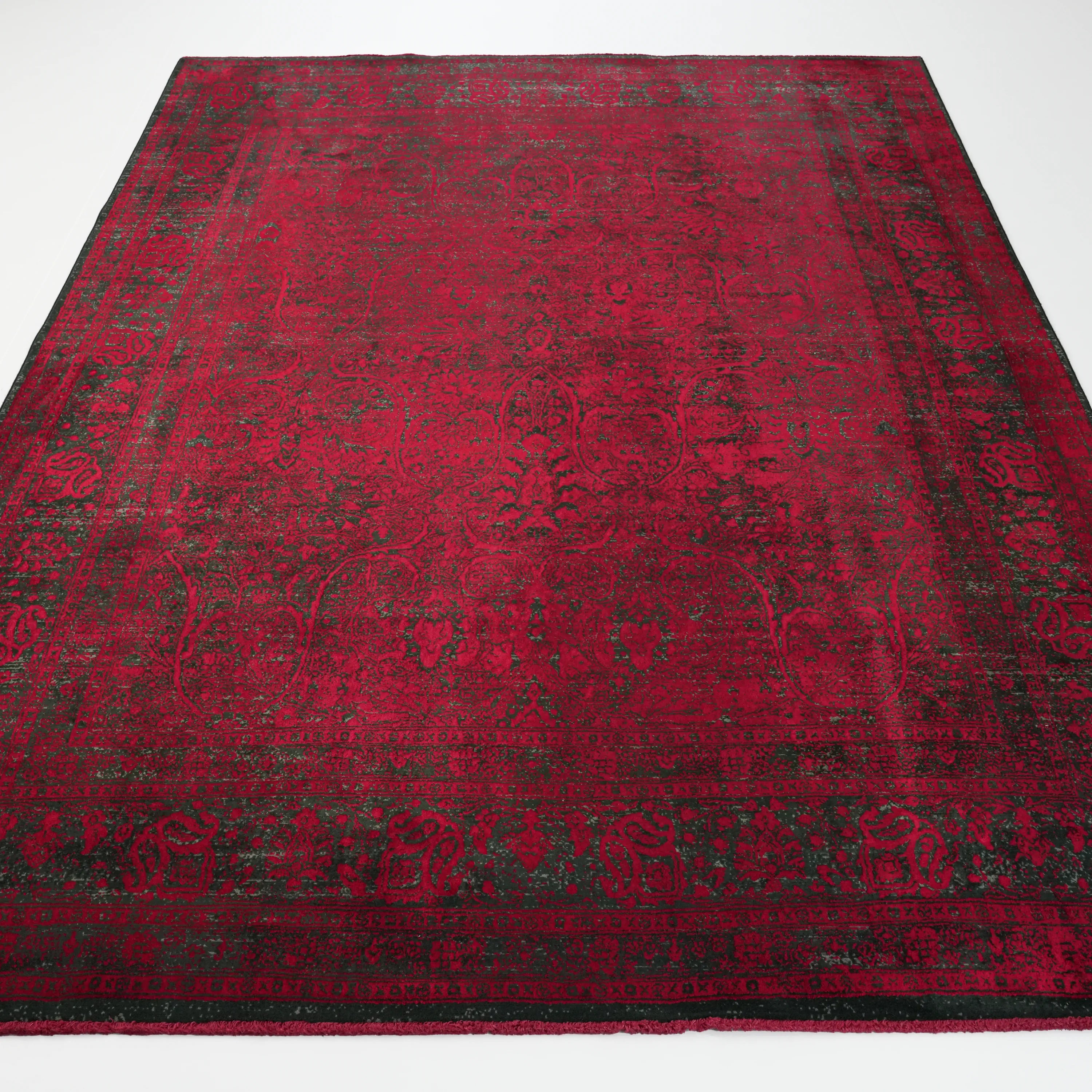 Çerçeve Desenli Kırmızı Viskon Halı