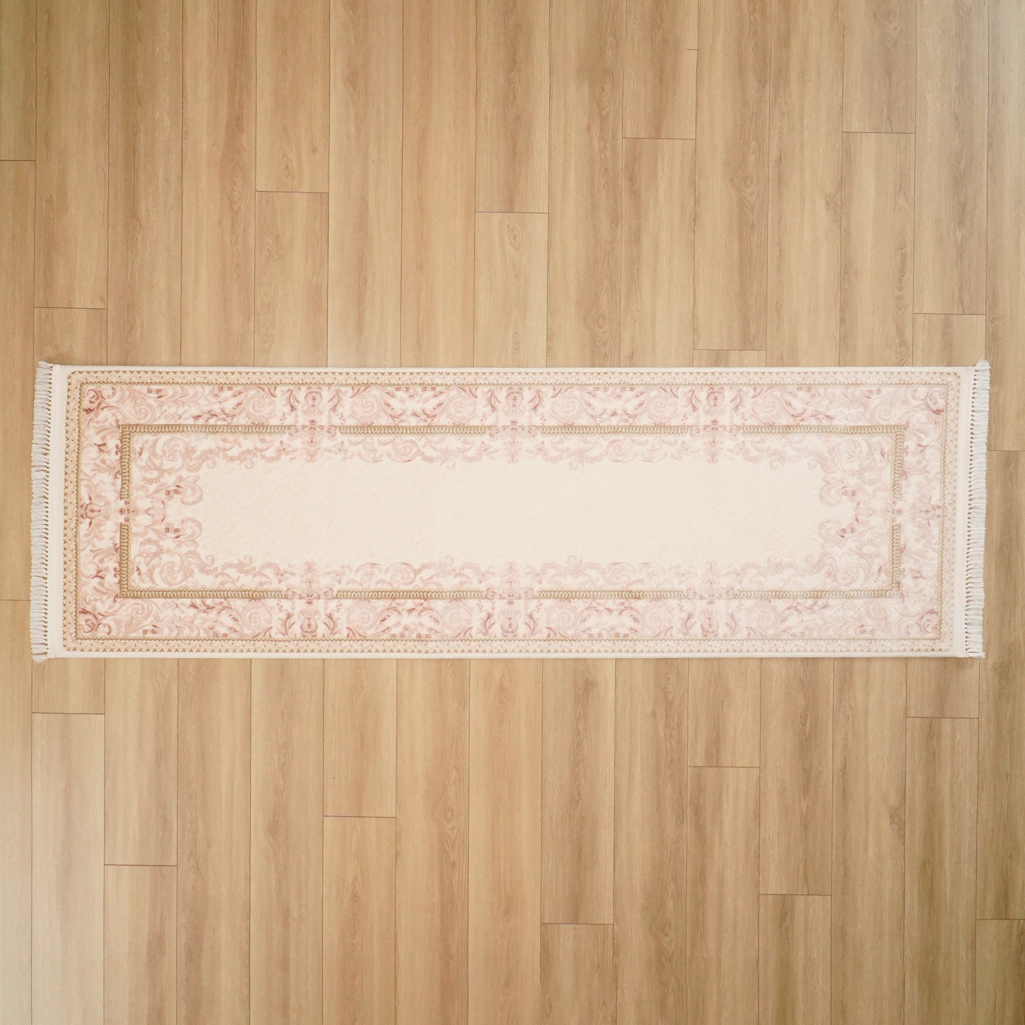 Cream Acrylic Carpet with Frame Pattern
