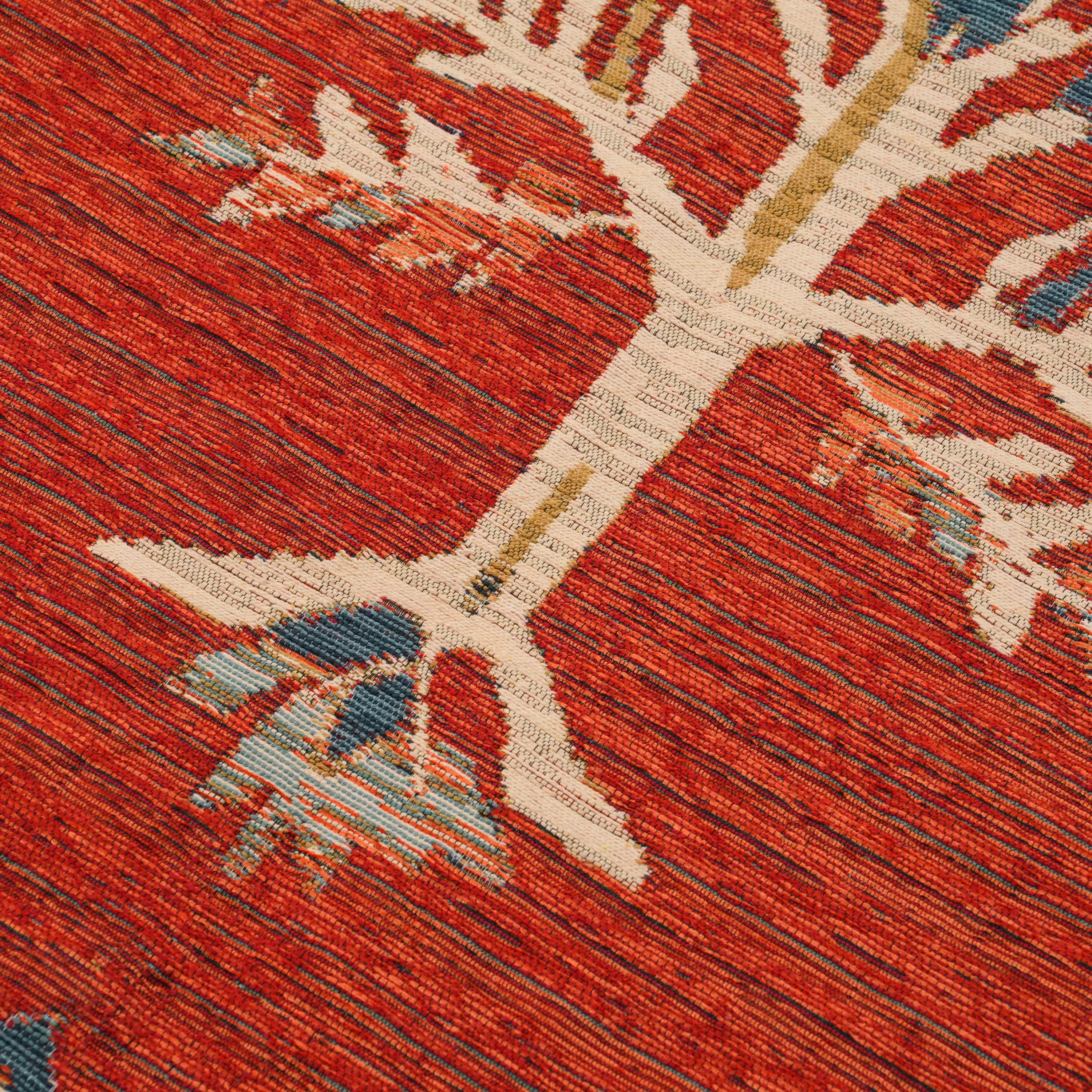 Çiçek Desenli Krem Pamuk Kilim