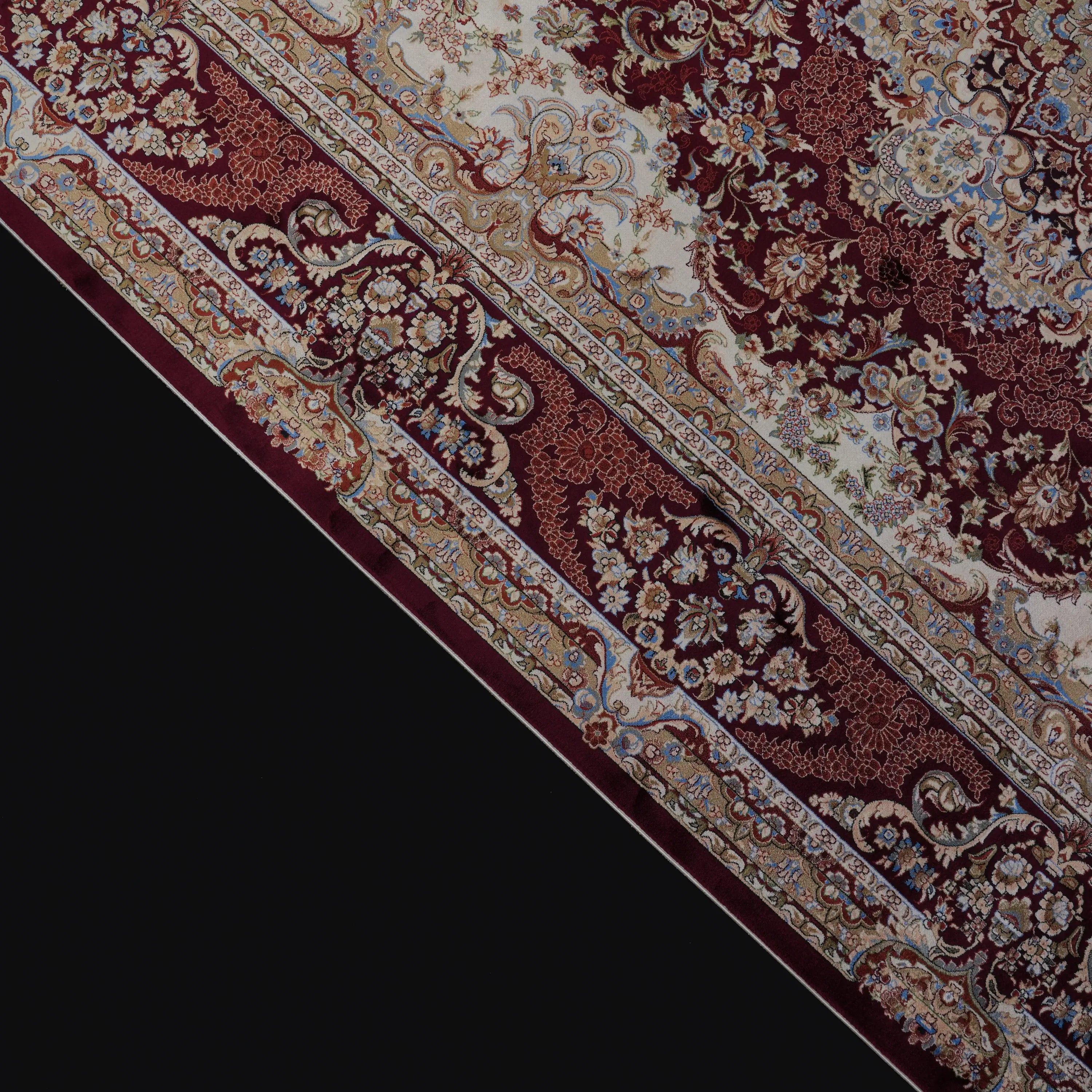 Medallion Patterned Burgundy Bamboo Rug