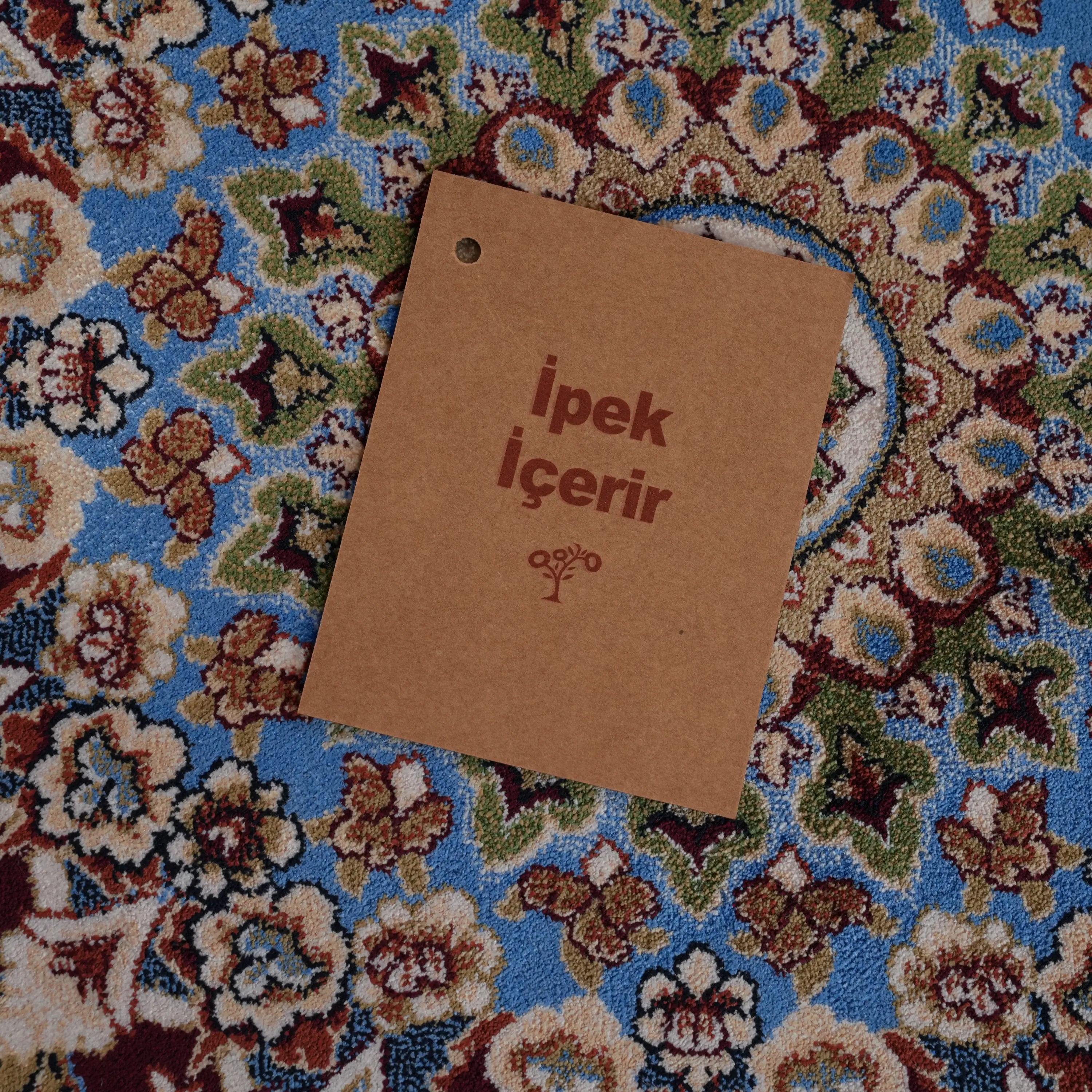 Medallion Patterned Burgundy Bamboo Rug