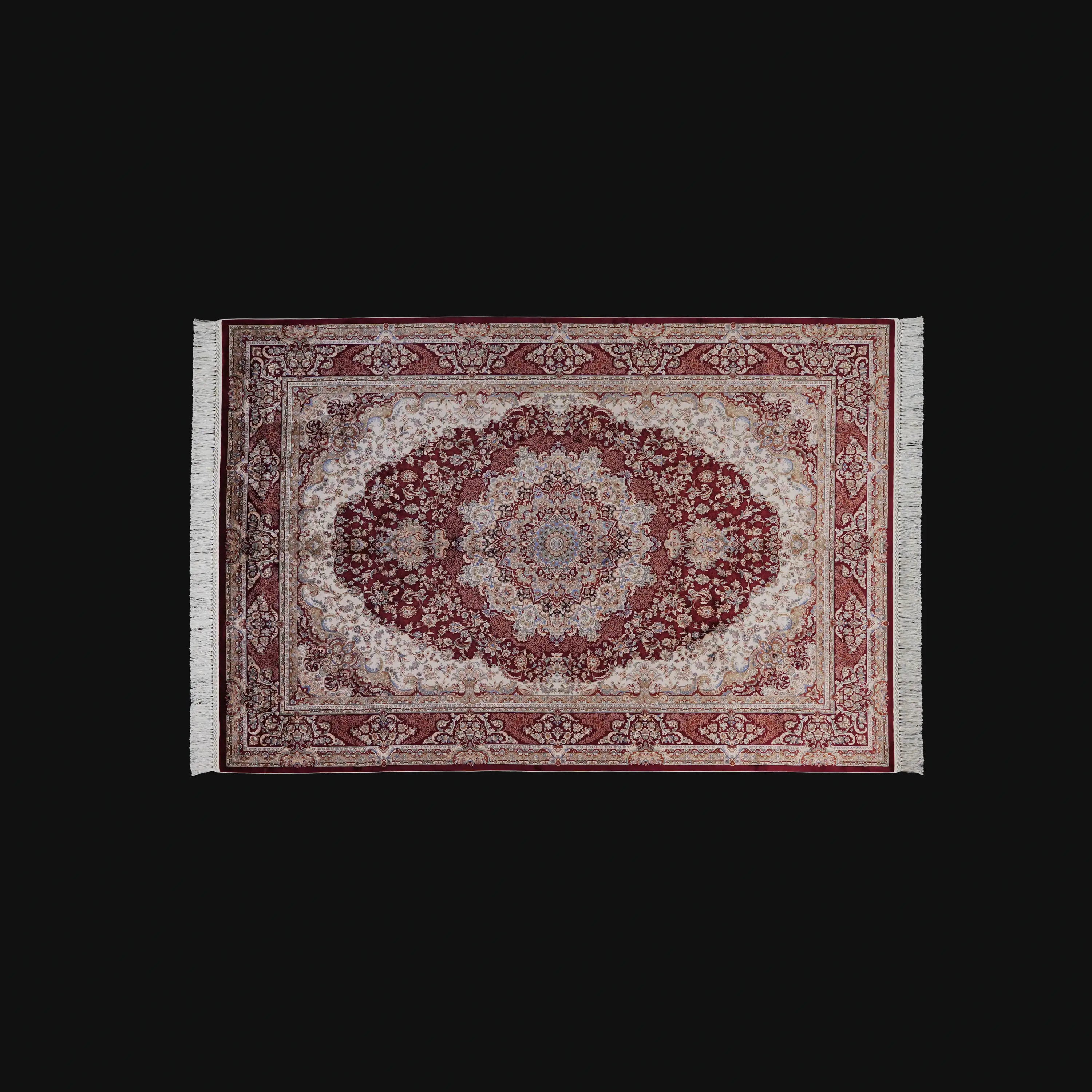 Medallion Patterned Burgundy Bamboo Rug