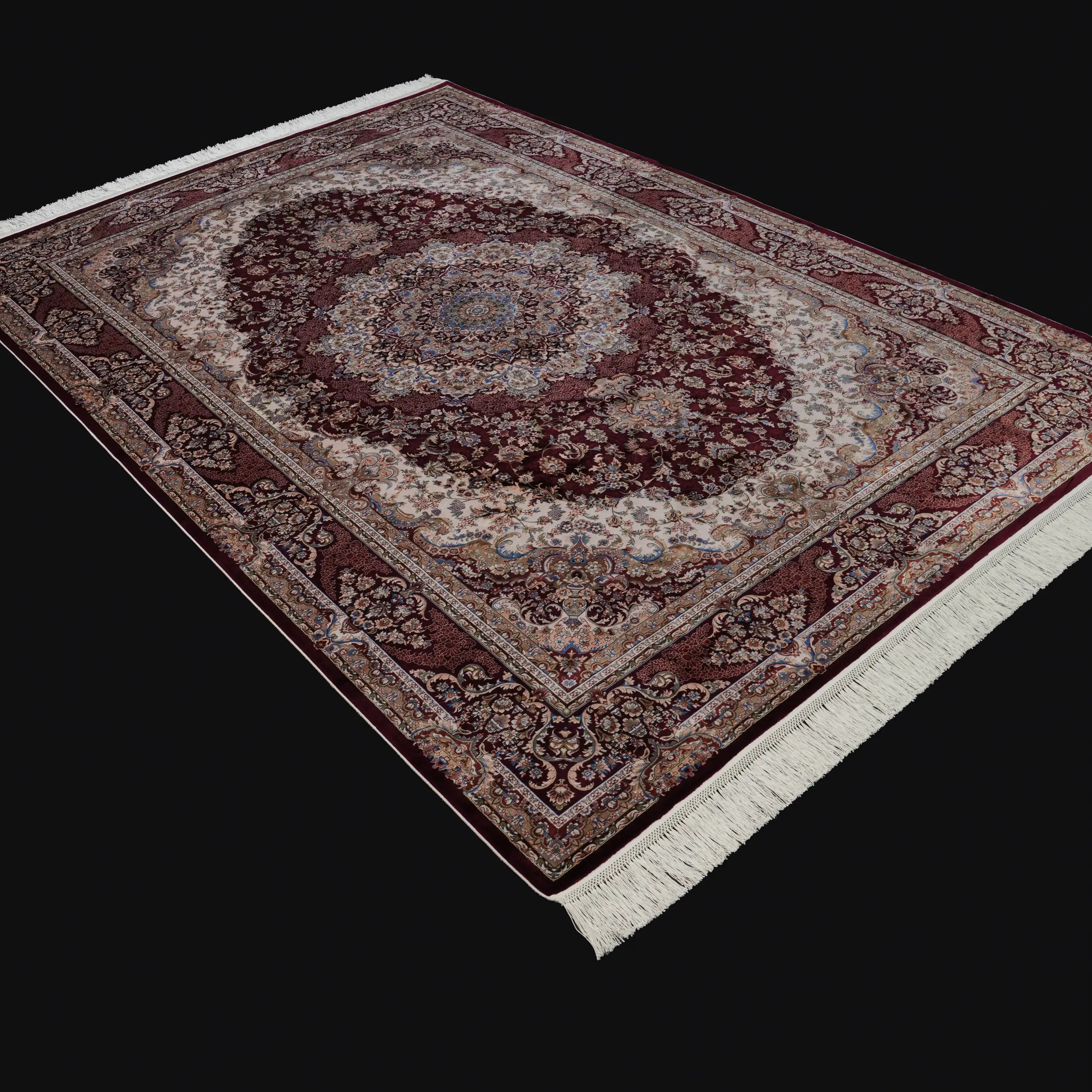 Medallion Patterned Burgundy Bamboo Rug