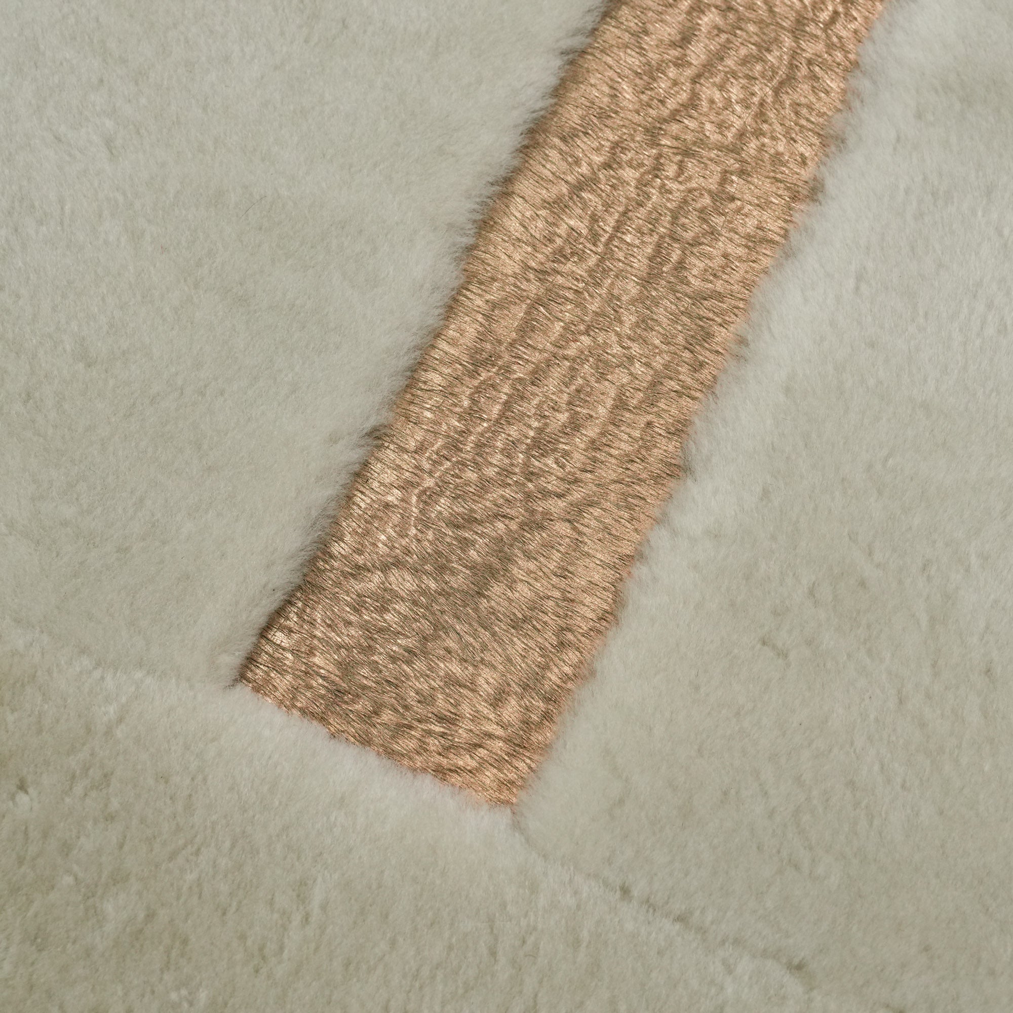 Cream Leather Rug with Line Pattern Rug