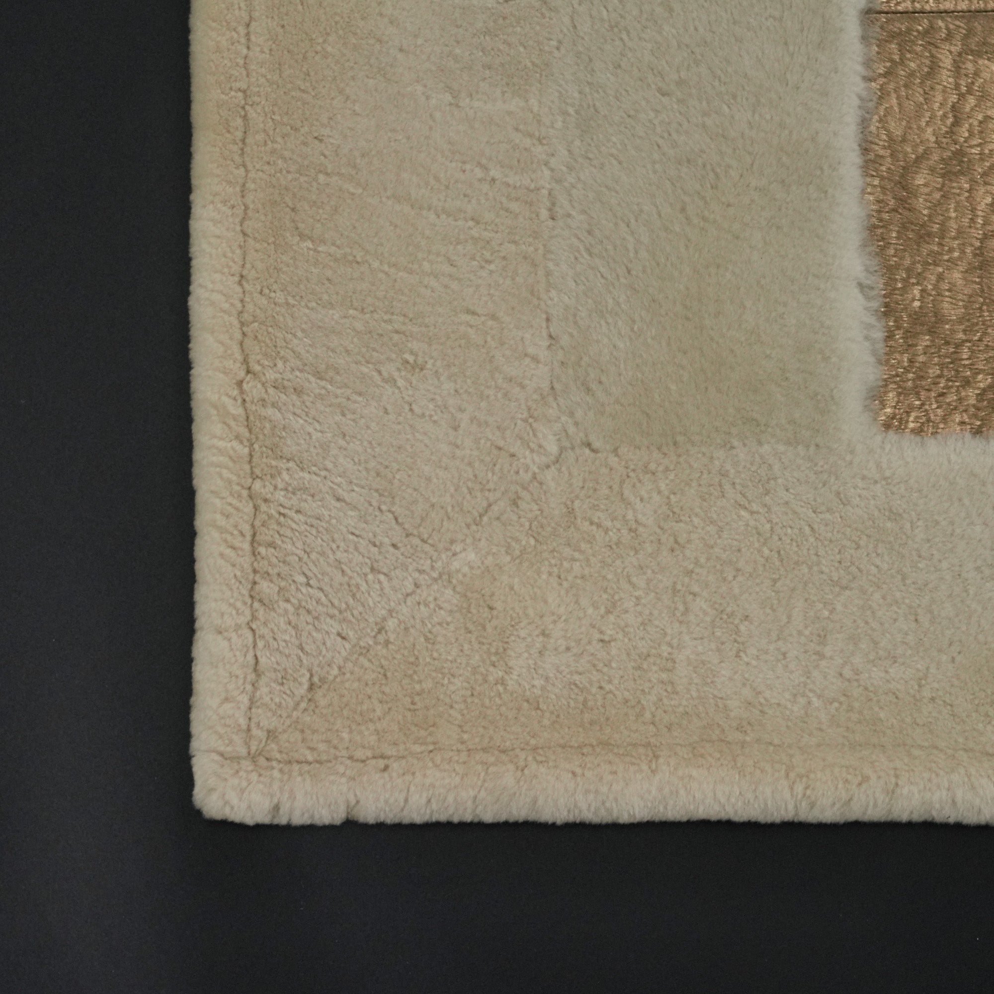 Cream Leather Rug with Line Pattern Rug