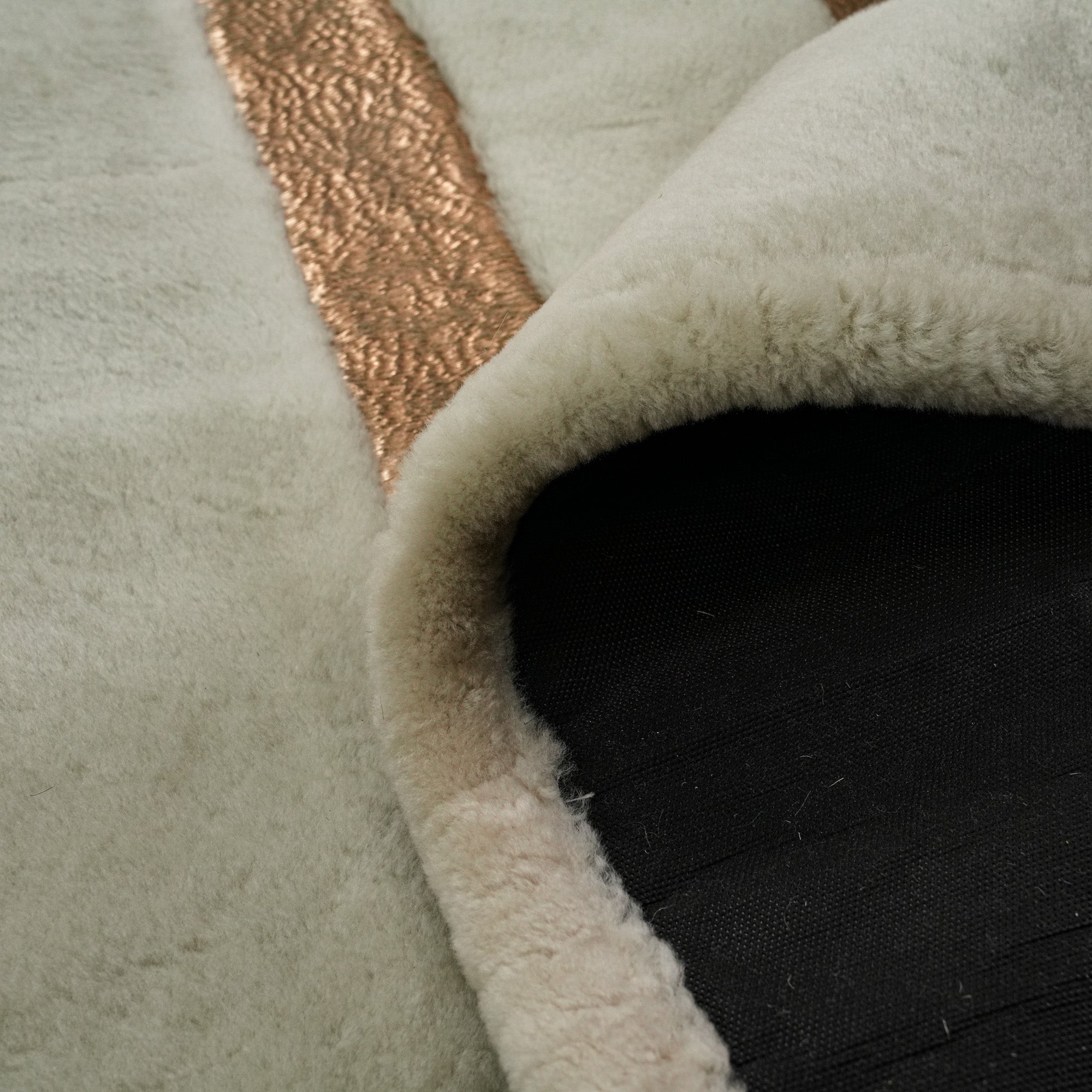 Cream Leather Rug with Line Pattern Rug